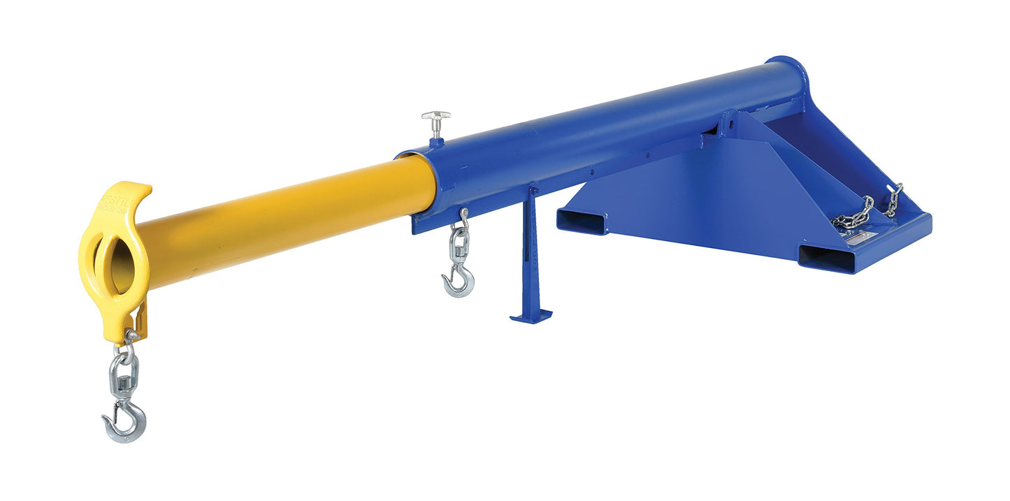 Vestil LM-1T-6-36 Steel Telescoping Lift Boom 36 In. Fork Pocket Center 6,000 Lb. Capacity Blue and Yellow
