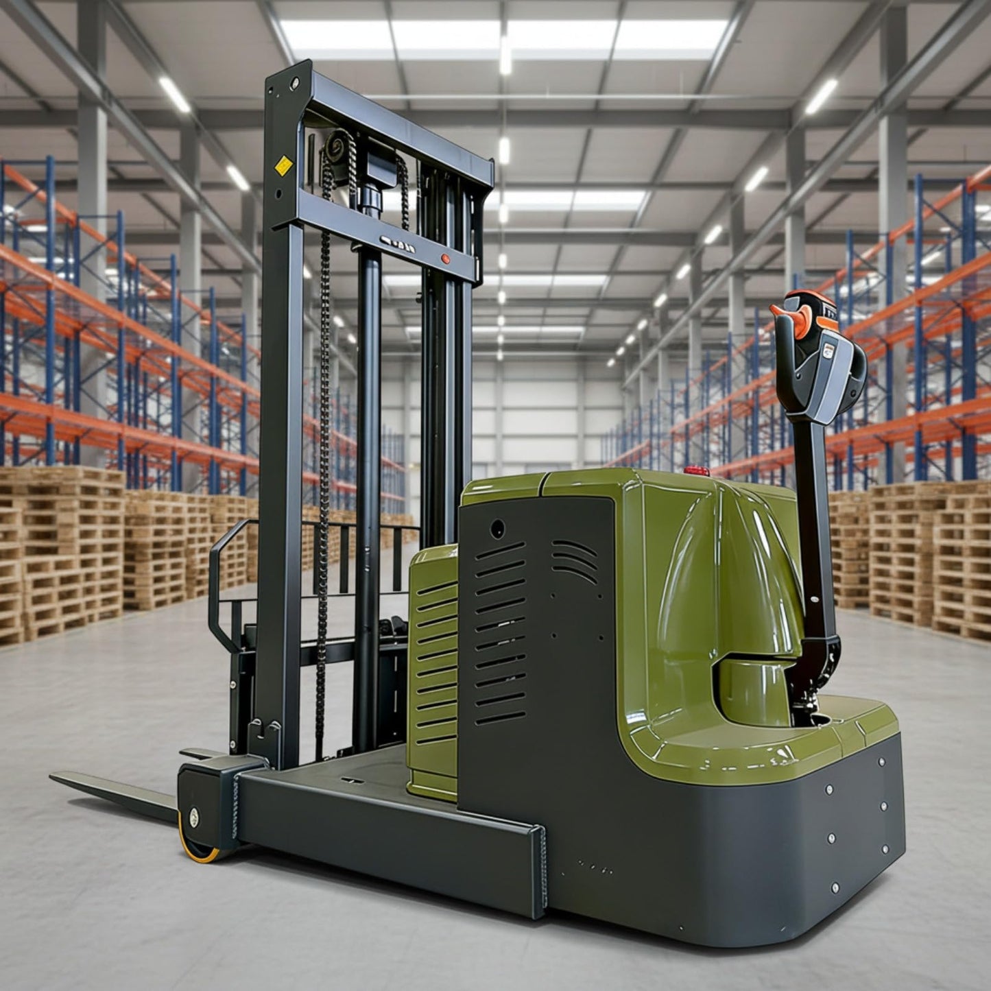 Warehouse and Factory Pallet Stacker, Electric and Manual Mobile Hydraulic Stackers, High Lift Compact Stack Truck for Supermarket, Logistics, and Small Space Material Handling