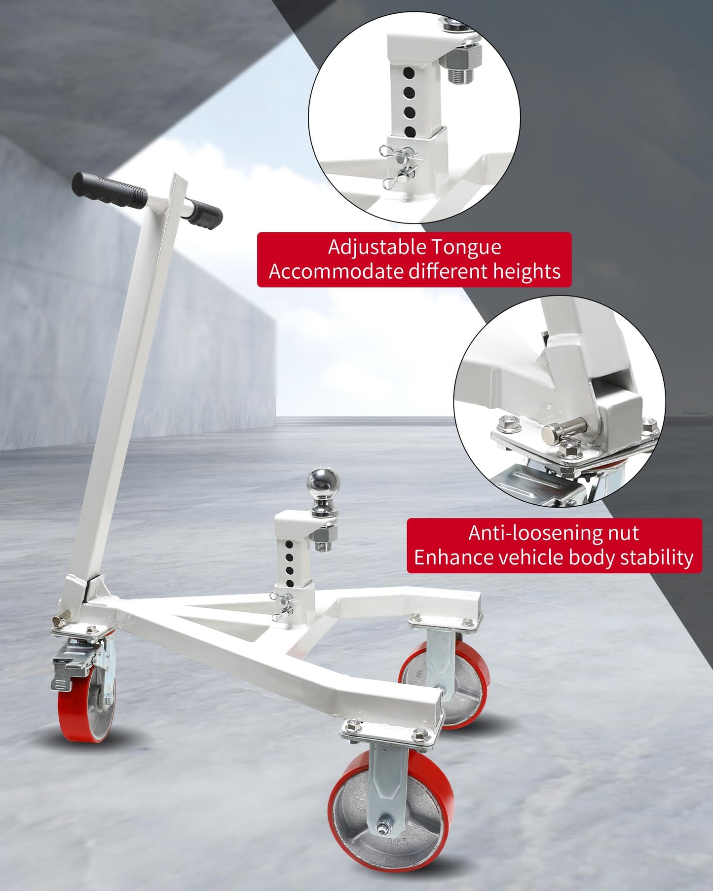Krysolad Trailer Dolly, 3500 lb Tongue Weight Trailer Mover with 2 inch Ball, Angle Adjustable, Suitable for RV Boat Motorcycle Jet Ski