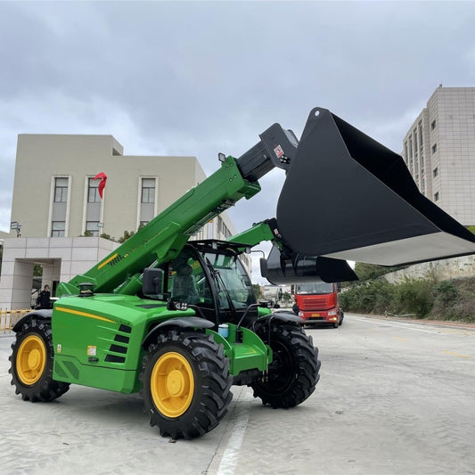 Telescopic Handler Forklift All Terrain for Construction and Farm Material Handling, Rough Terrain Telehandler with Enclosed Cab, Heavy Duty Reach Lifting Equipment for Yard Warehouse Operations