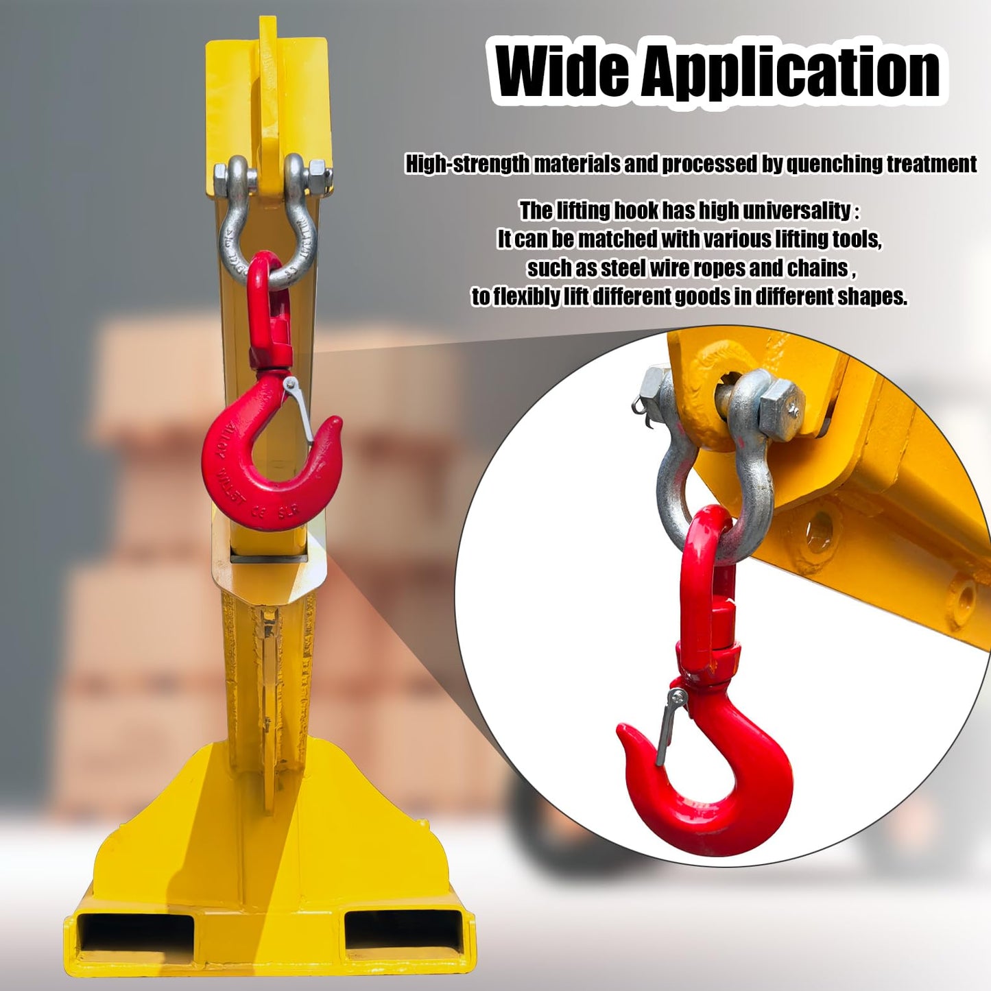 INTSUPERMAI Forklift Mobile Crane 11000lbs/5T Capacity Adjustable Forklift Jib Boom Crane Max 94.5" Telescopic Arm with Truss Hoist Jib Boom and Hook for Warehouses Factories Workshops