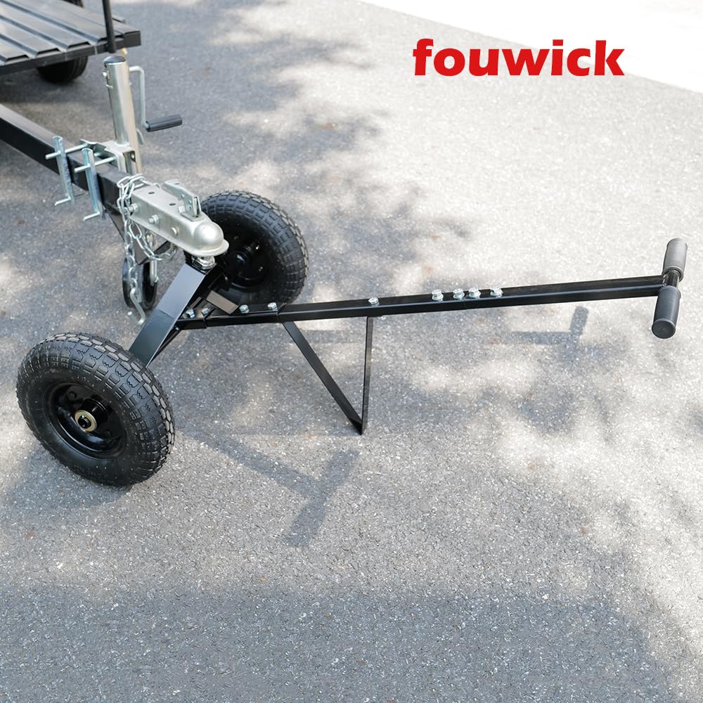 Fouwick 600LBS Trailer Dolly, 1-7/8” Hitch Ball with 12” Pneumatic Tires, Black Powder Coated Steel Trailer Mover Dolly (JT-TC003) Black Wheel