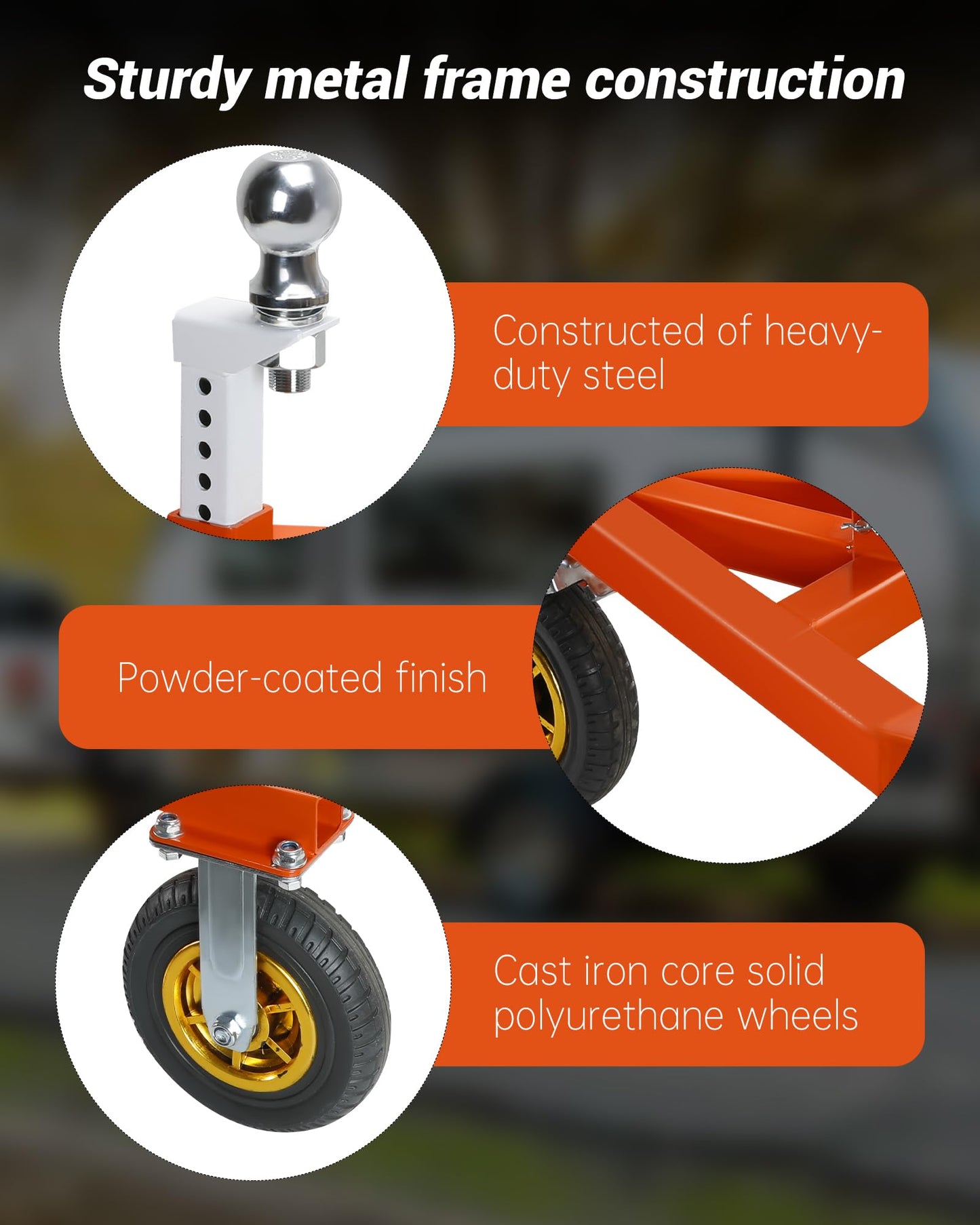 Krysolad Trailer Dolly, 3500 lb Tongue Weight Trailer Mover with 2'' & 2-5/16'' Receiving Tongues, Angle Adjustable, Suitable for RV Boat Motorcycle Jet Ski