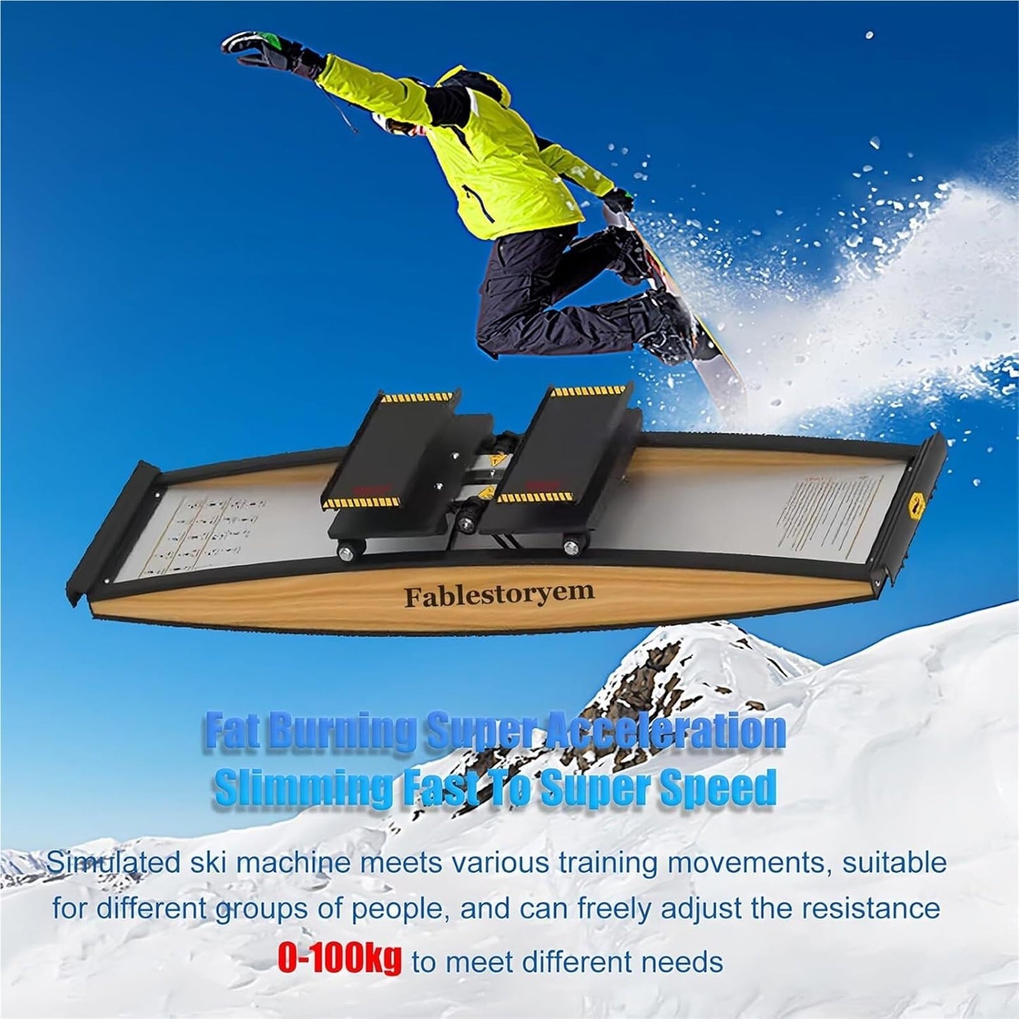 Ski Simulator，Ski Machine， Indoor Simulation Ski Rowing Aerobic Equipment with Walking Stick and Floor Matfor