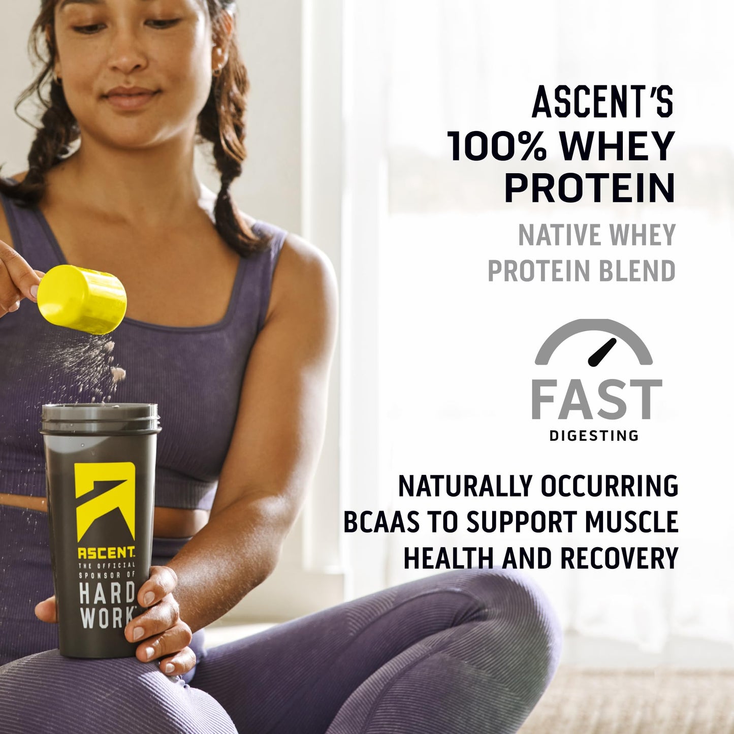 Ascent 100% Whey Protein Powder - Post Workout Whey Protein Isolate, Zero Artificial Flavors & Sweeteners, Gluten Free, 5.5g BCAA, 2.6g Leucine, Peppermint Mocha 1.7 lb