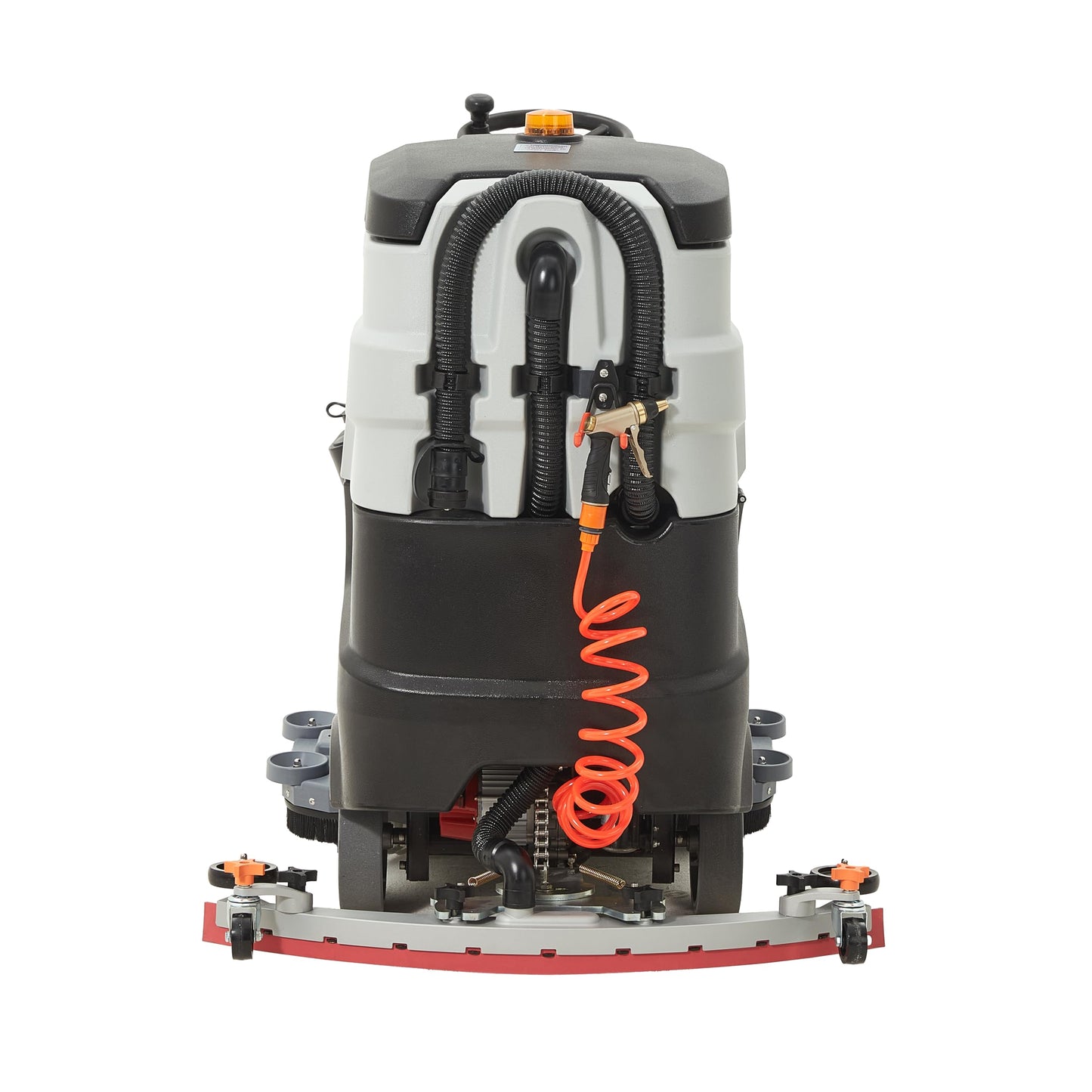 Battery Powered Ride-On Commercial Floor Scrubber Machine, 30" Brush, 39" Squeegee Width, 24 gal Solution Tank, 25 gal Recovery Tank, 5 hr Use 8 hr Charge, 180 RPM, 52,000 Sqft/H, Batteries Included