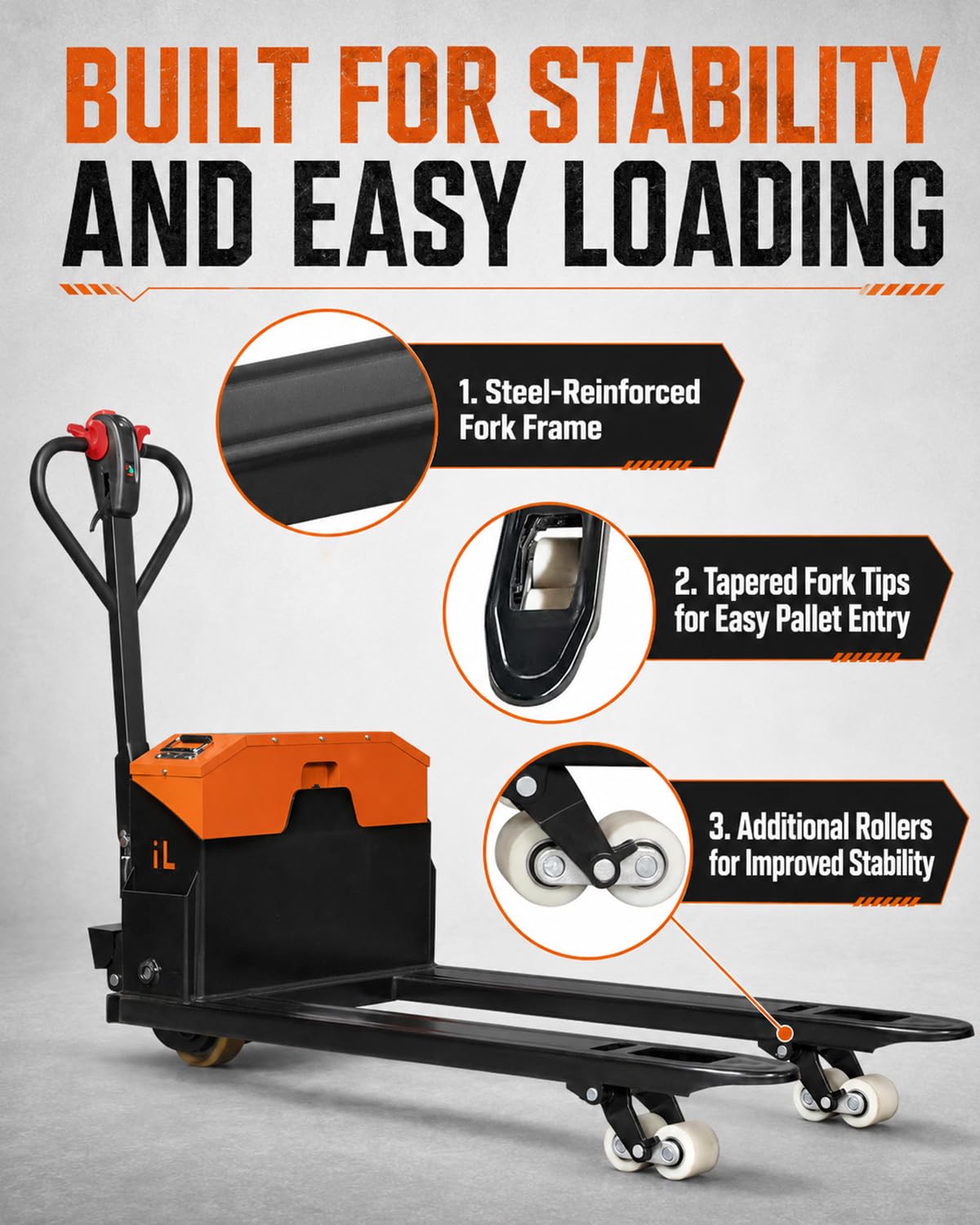 Electric Pallet Jack Truck 4409 lbs Capacity, Full Electric Pallet Lift Truck with 46.5 x 27 in Forks, 1000W Motor, 48V 20Ah Lithium Battery for Warehouse Material Handling