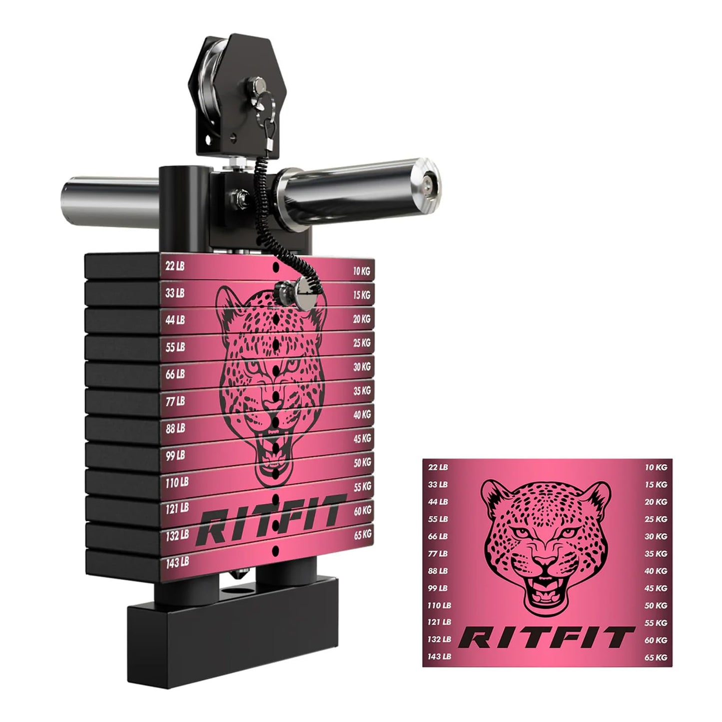 RitFit WSM1 Weight Stack Set 286lbs for M1 Smith Machine, Compatible with M1 & M1 Pro Power Cage (Weight Stack Pink Only)