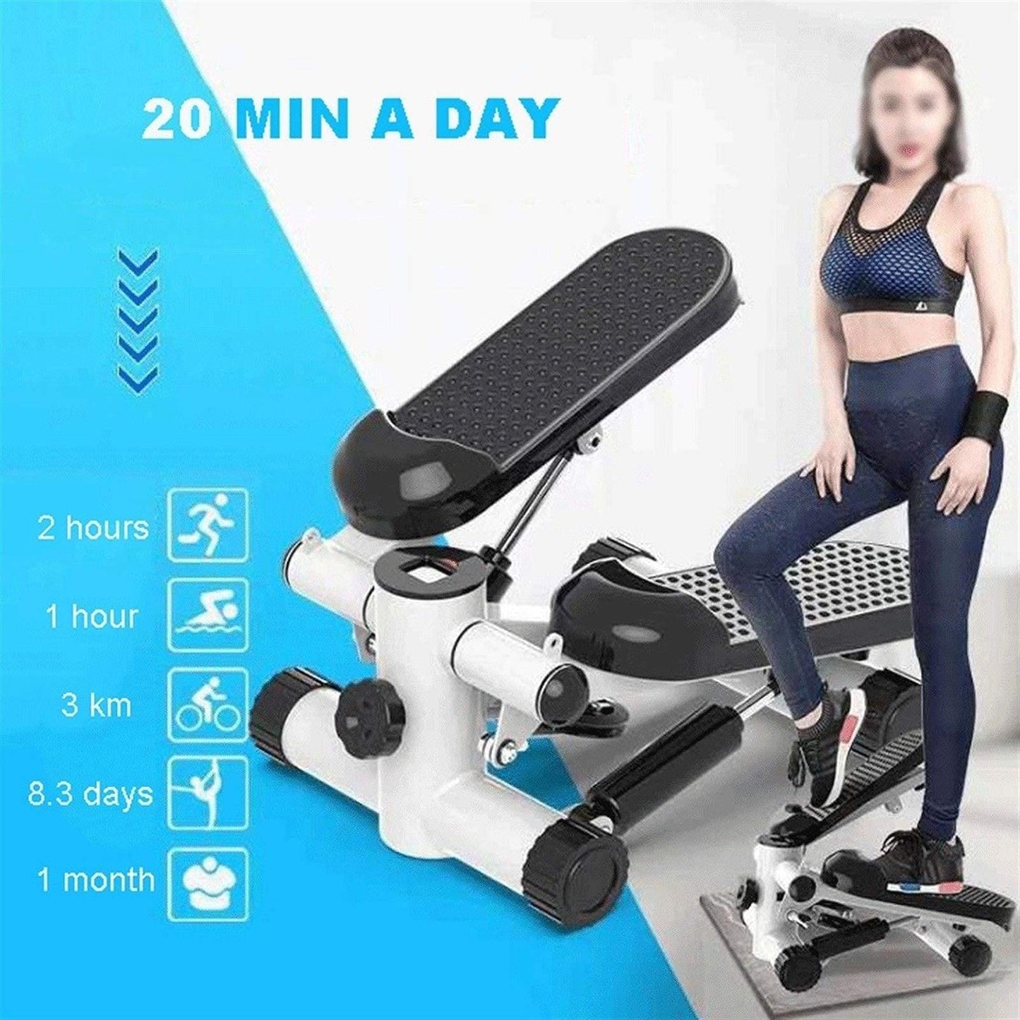 Mini-Stepper Swing Stepper Mini Stepper Home Twist Stair Stepper Hydraulic Mute Climber Step Machines Stepper Exercise Equipment with Resistance Bands and Anti-Slip Mat Efficency