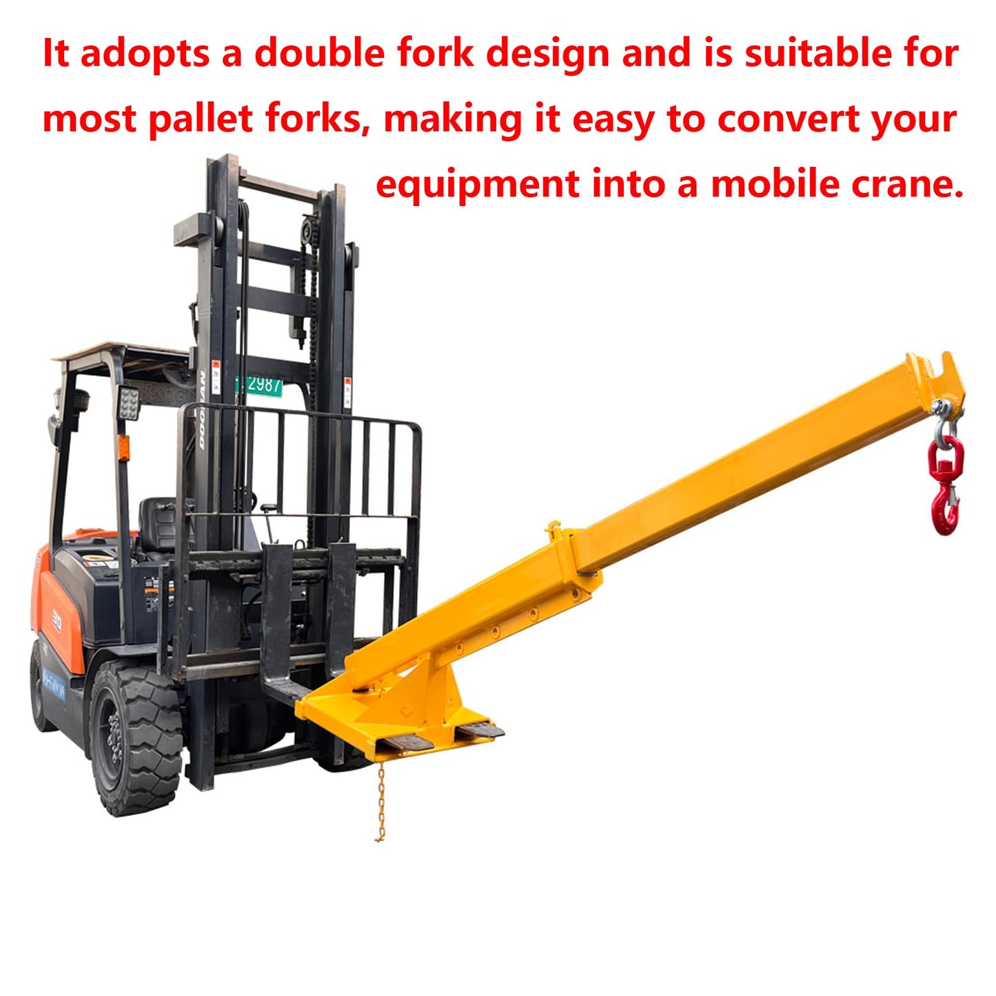 WYDDDARY Adjustable Mobile Crane Lifting Hoist Truss Jib Boom Hook 4400LbS Capacity Forklift Telescopic Boom for Forklift Towing Handling(Angle Fixation)