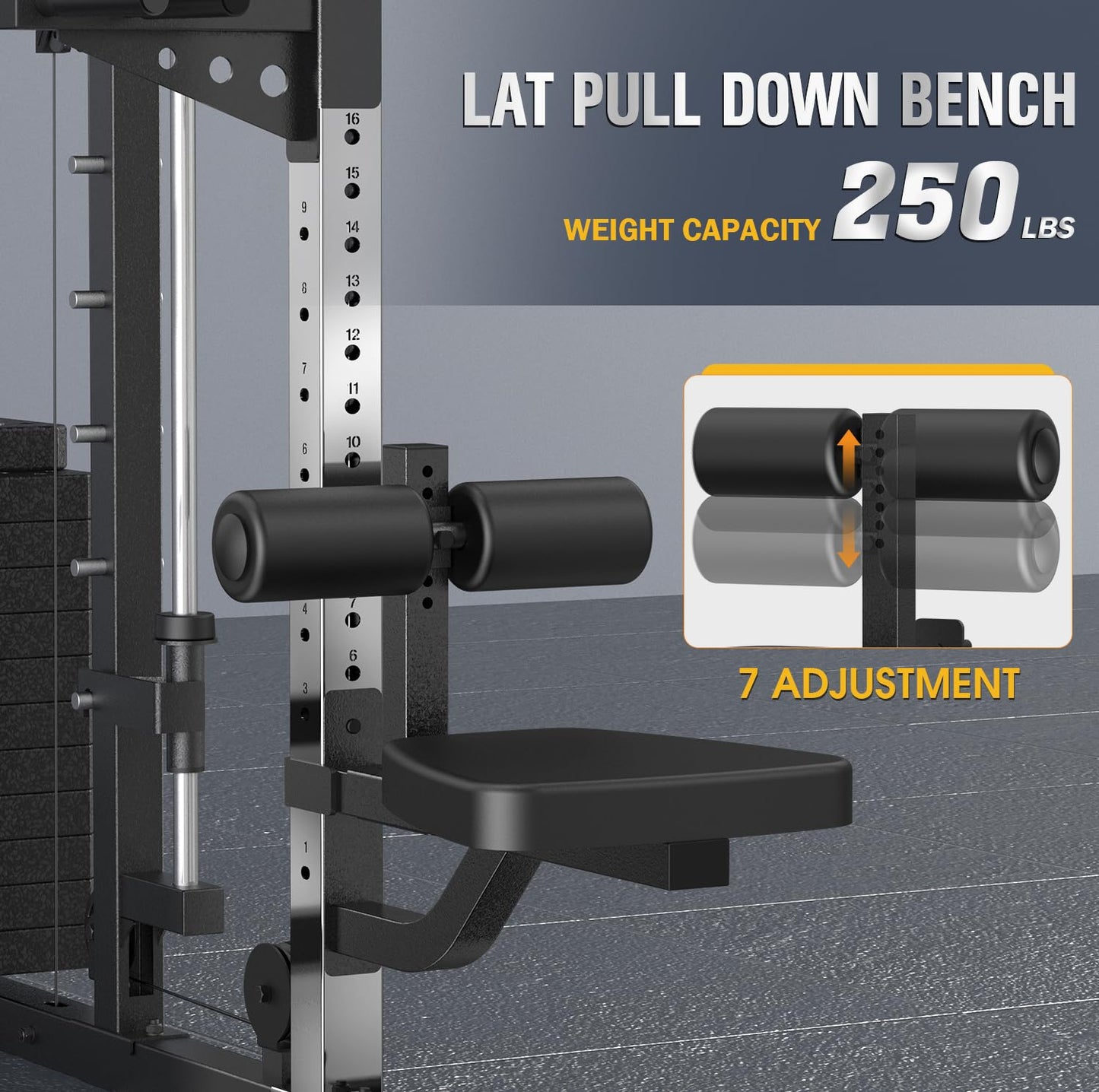 DONOW Smith Machine with Weight Stacks, Power Cage Home Gym System with LAT Pulldown Cable Crossover Multi-Functional Trainer with Dual Pulley System with Weight Bench Cast Iron Weight Plates 240lbs