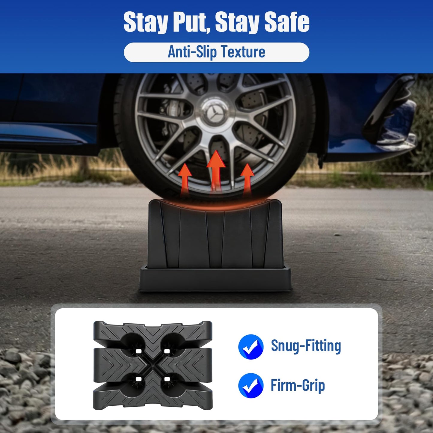 ROBLOCK 11" Adjustable Car Lift Wheel Cradle for Vehicle Maintenance, Storage, Display, All-Around Wheel Cradles with Anti-Slip Texture for Garage, Car Show, Solid Support, Stackable Storage, 2 Pack