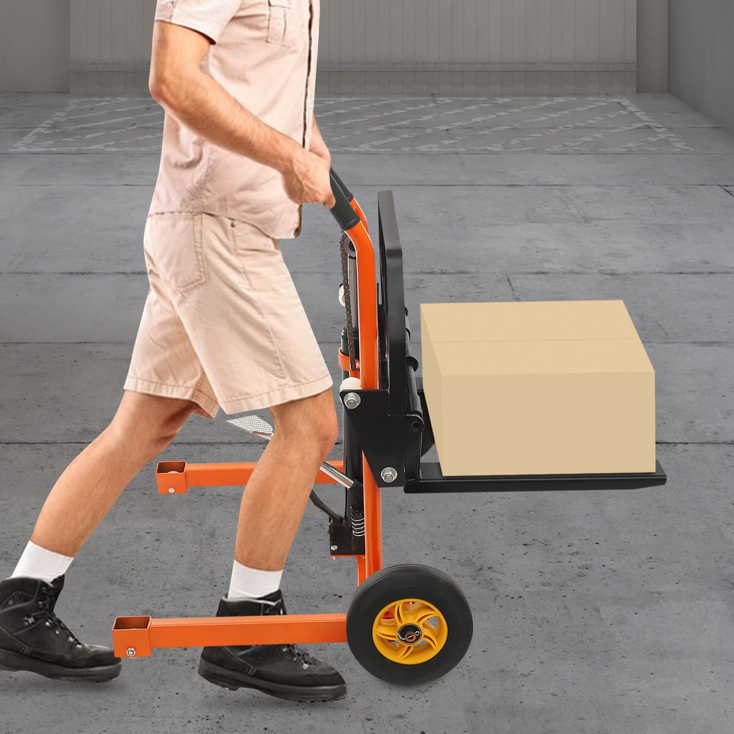 Hydraulic Material Lift Pallet Truck, 441 lbs Manual Winch Stacker 15.7" Adjustable Lift Stacker, Pallet Lift Table, Hydraulic Material Lift Winch Stacker Pallet Jack Truck Dolly