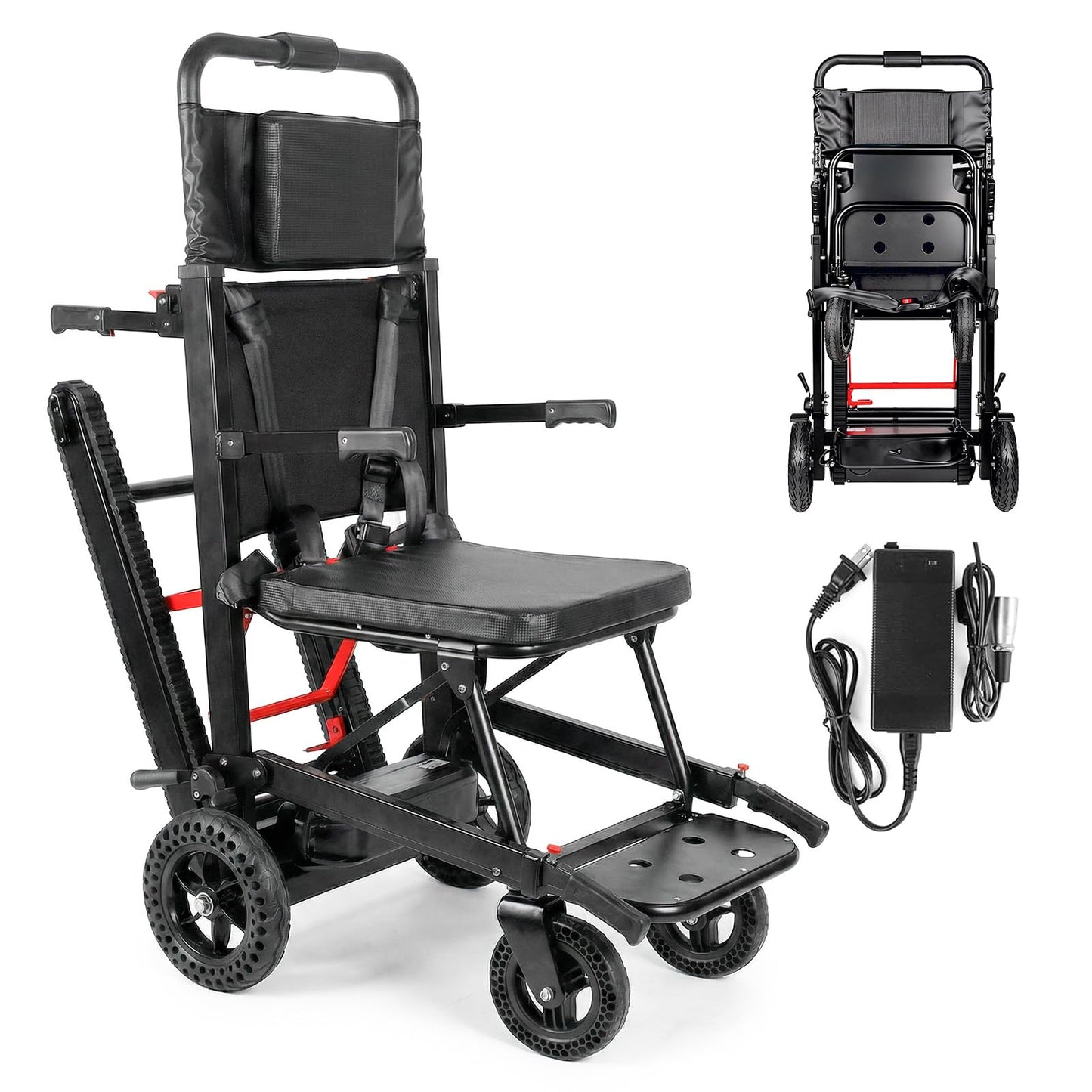 Power Wheelchair Foldable, Electric Stair Climbing Wheelchair, Stair Chair Lifts for Seniors, Mobile Elderly Stair Chair Load Capacity 450lbs