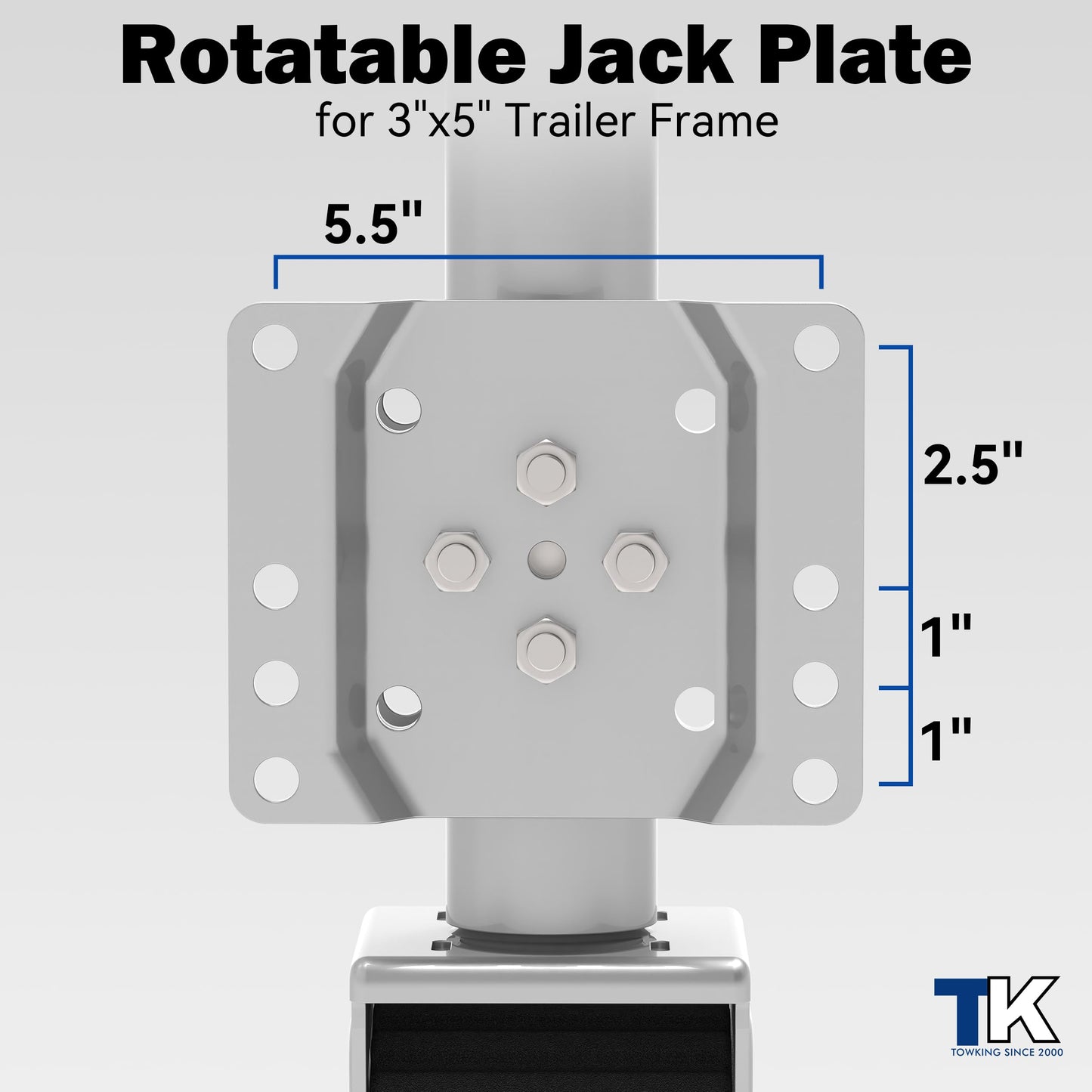 TOWKING 8-inch Wheel Trailer Jack, 13" Vertical Movement, 2000 lbs, for RV, Boat, Trailer and More