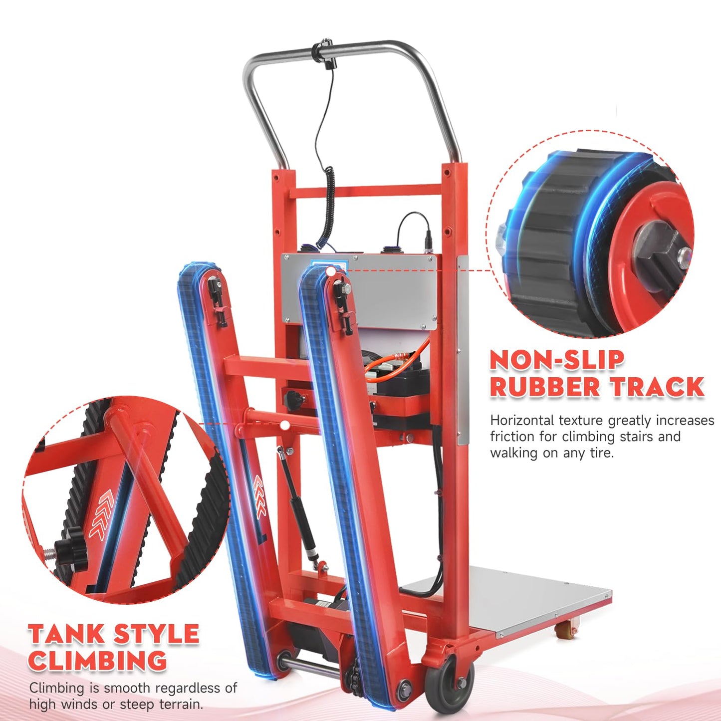 Electric Stair Climbing Dolly, 1250W Electric Stair Climbing Hand Truck, 900lbs Max Load Capacity, 3 Mode Folding Stair Climber Hand Trucks with Telescopic Handle for Moving Furniture (Orange)