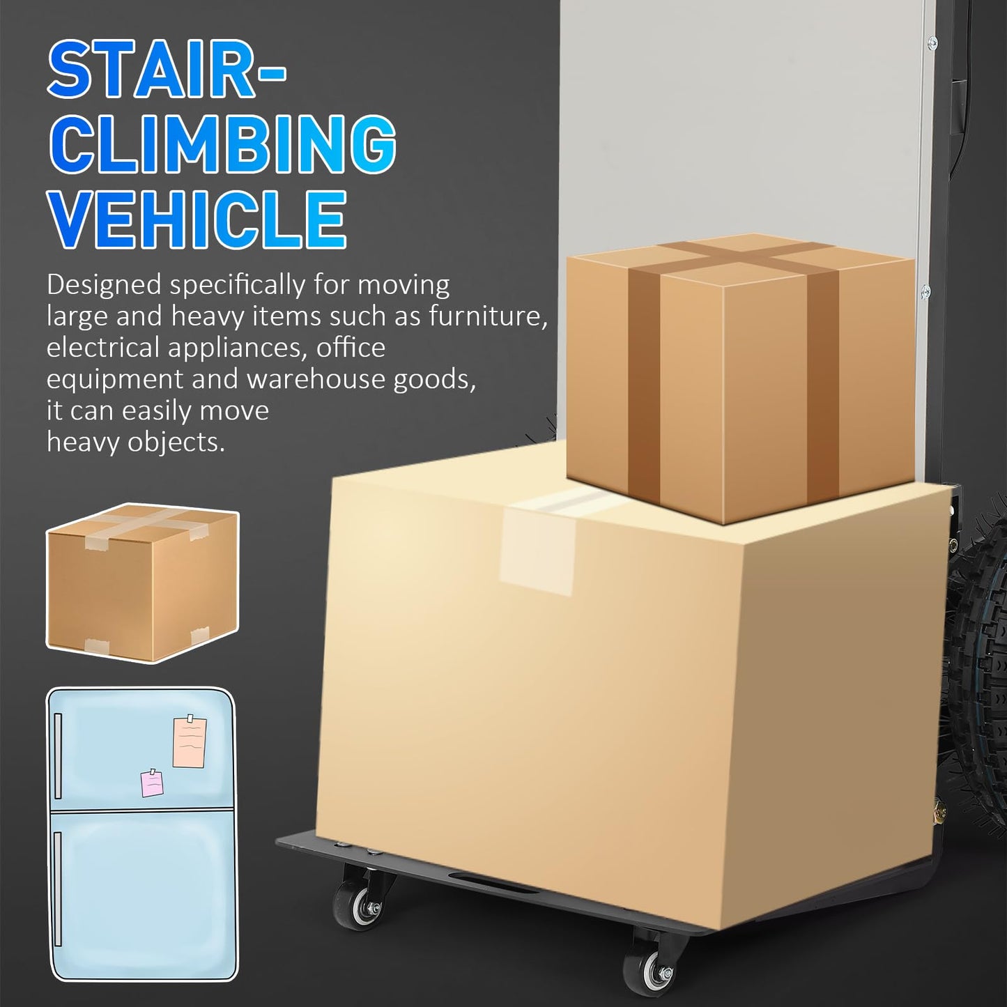 Electric Stair Climbing Dolly: 1200W 880lbs Load Motorized Hand Truck with Telescopic Handle - 3 Mode Folding Stair Climber Hand Trucks for Moving Furniture Fridge Appliance