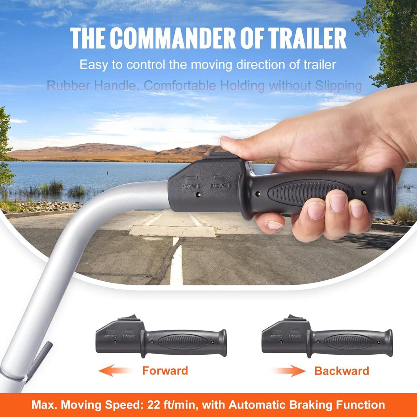 Electric Trailer Dolly, 5000lbs Towing Capacity, 350W 12V Trailer Jockey Wheel with 23 ft/min Moving Speed, 12.6''-16.5'' Adjustable Clamp Height, for Moving Trailer Caravan Boat