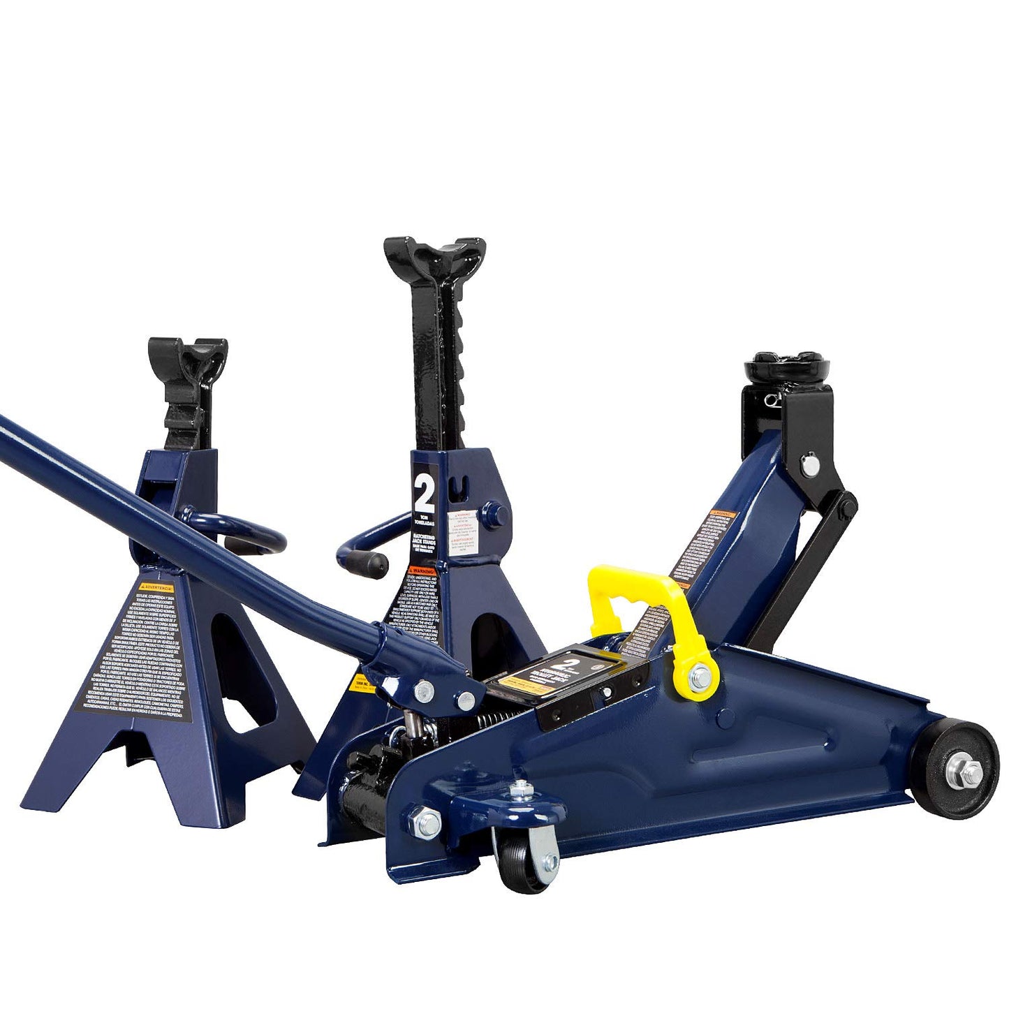 Big RED AT82001UR Torin Hydraulic Trolley Service/Floor Jack Combo with 2 Jack Stands, 2 Ton (4,000 lb), Blue