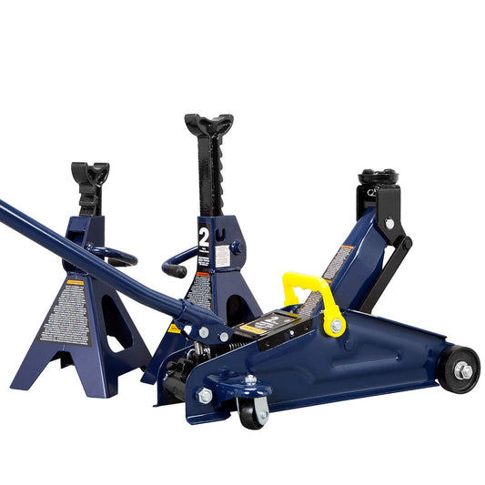 Big RED AT82001UR Torin Hydraulic Trolley Service/Floor Jack Combo with 2 Jack Stands, 2 Ton (4,000 lb), Blue