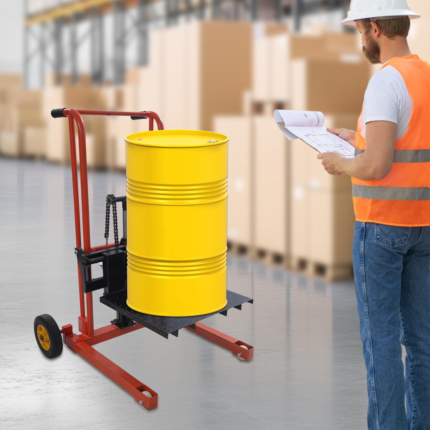 Hydraulic Material Lift Pallet Truck, 450 lbs Manual Winch Stacker 36" Adjustable Lift Stacker, Pallet Lift Table, Hydraulic Material Lift Winch Stacker Pallet Jack Truck Dolly