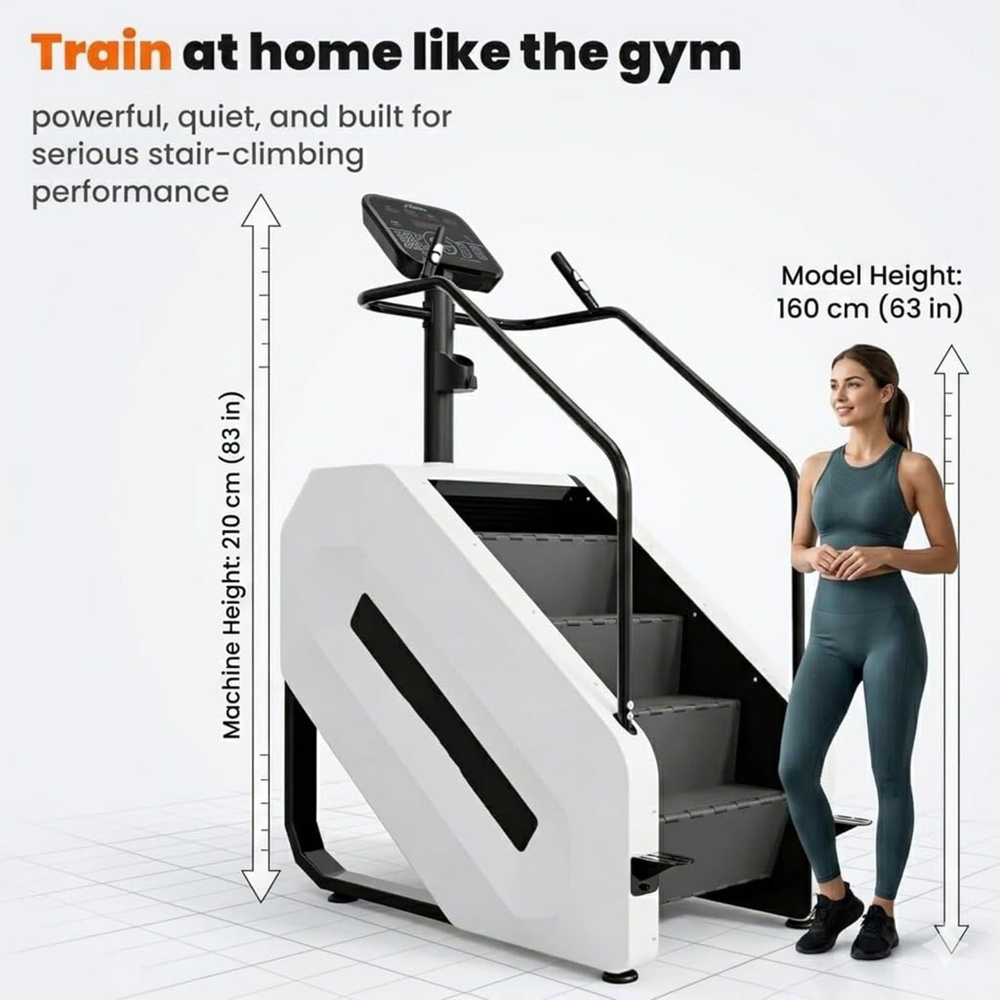 Stairmaster Machine with Led Screen, Commercial Grade Stair Climber for Cardio Training, 15 Speed Levels Continuous Climbing Exercise Machine, 15-164 Steps Per Minute White