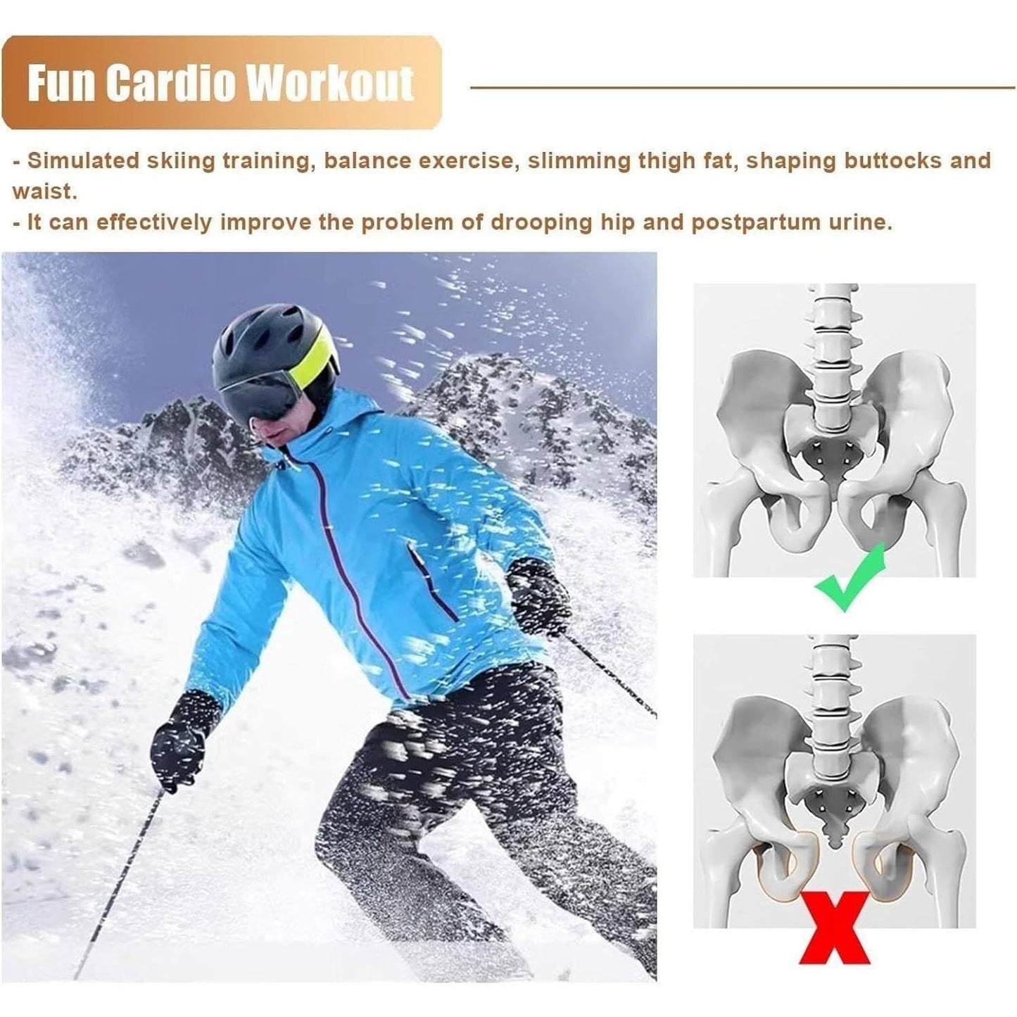 Ski Training Machine, Machines Exercise Device, Leg Equipment with Handrails and Stainless Steel Slide Rails are Made of Thick and Stable Materials Suitable