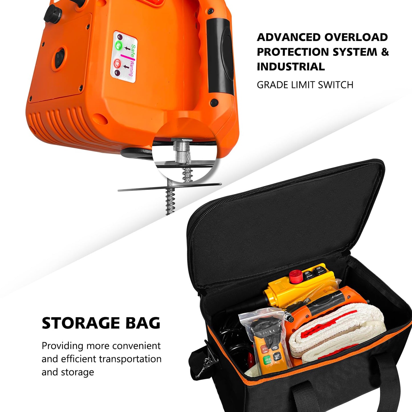 SENKEYFE PRO Power Electric Portable Hoist Winch, 30FT Electric Cable Hoist 1100LBS 1600W 110V/120V with 2 Wireless Remote Control Lifting Strap, Electric Hoist Lift Ceiling Winch for Lifting Towing