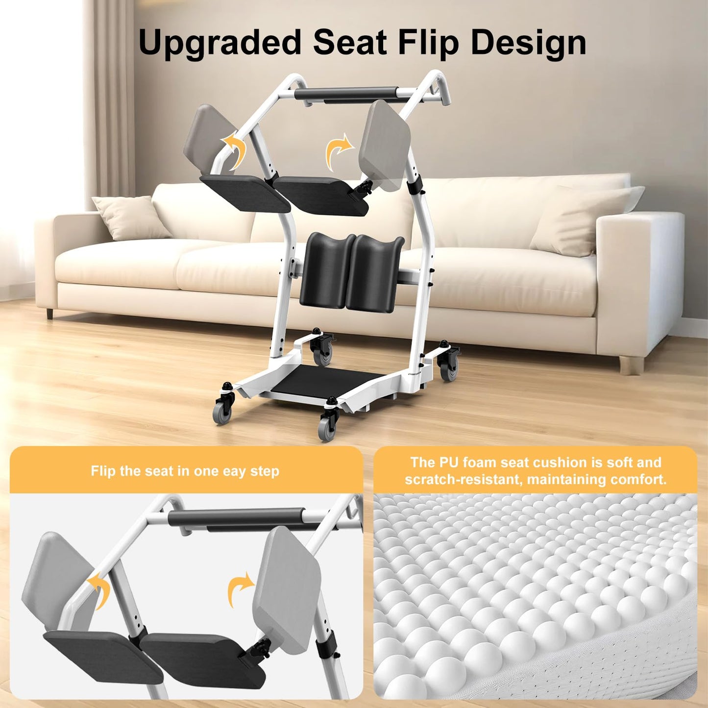 WHLICKS Stand Assist Lift, Sit to Stand Patient Transport Chair for Elderly, Lift Chair for Home Care Use Elderly Mobility Assist Transfer Device 5 Heights Adjustable for Seniors, Adults & Disabled