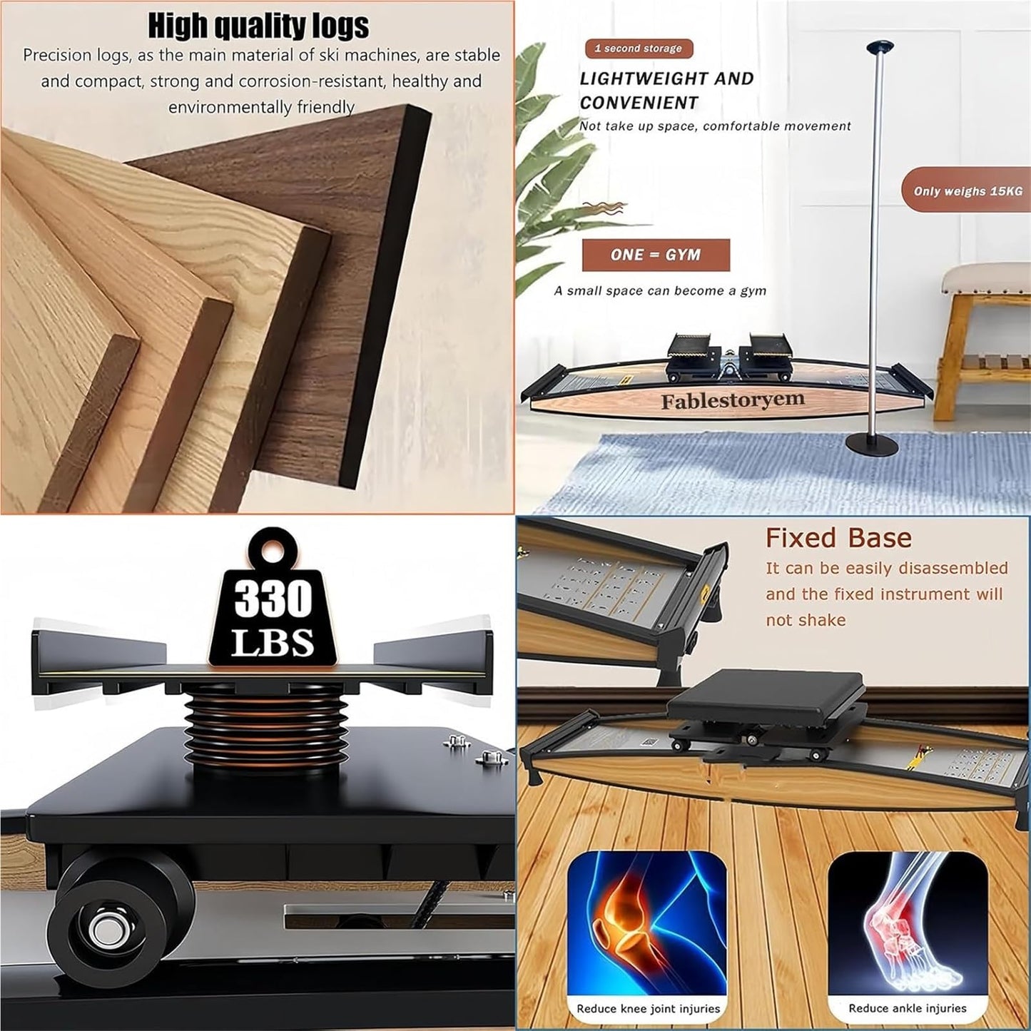 Ski Simulator，Ski Machine， Indoor Simulation Ski Rowing Aerobic Equipment with Walking Stick and Floor Matfor
