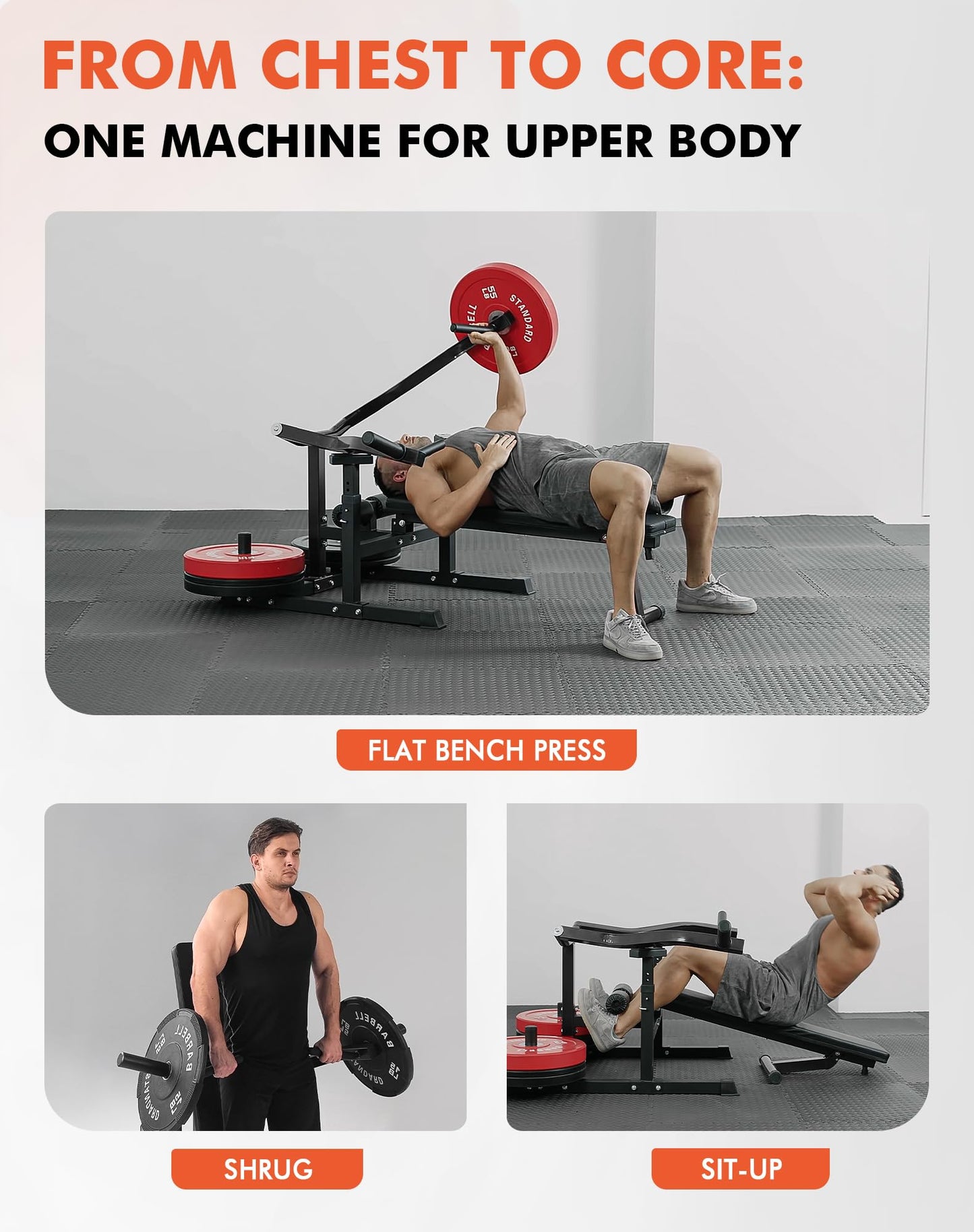 GMWD Chest Press Machine, Bench Press Machine with Independent Converging Arms, Adjustable Flat Incline Bench for Chest, AB Workouts, Shoulder Home Gym Equipment