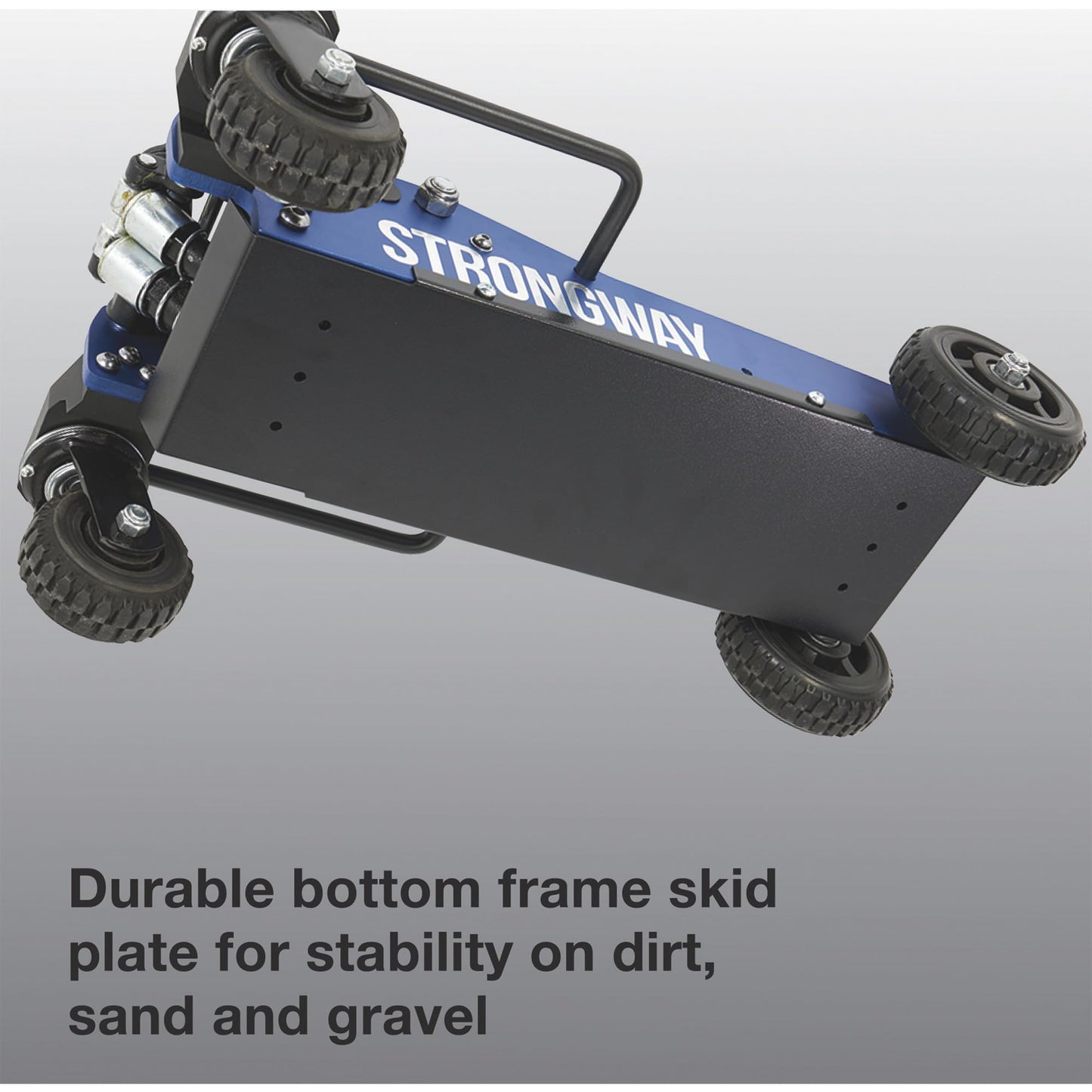 Strongway Professional Aluminum Off-Road Jack, 3 Ton 6000 Lb Capacity, 29 in. Lift Height, Steel Skid Plate, Quick-Change Saddle, 360 Degree Swivel Casters, for Trucks, SUVs, ATVs and UTVs