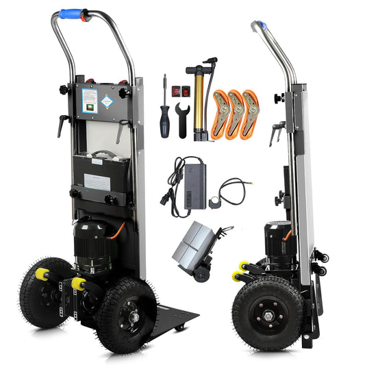 Electric Stair Climbing Dolly, 1250W Electric Stair Climbing Hand Truck, 900lbs Load Capacity, 3 Mode Folding Stair Climber Hand Trucks with Telescopic Handle for Moving Furniture (Black/Tyre)
