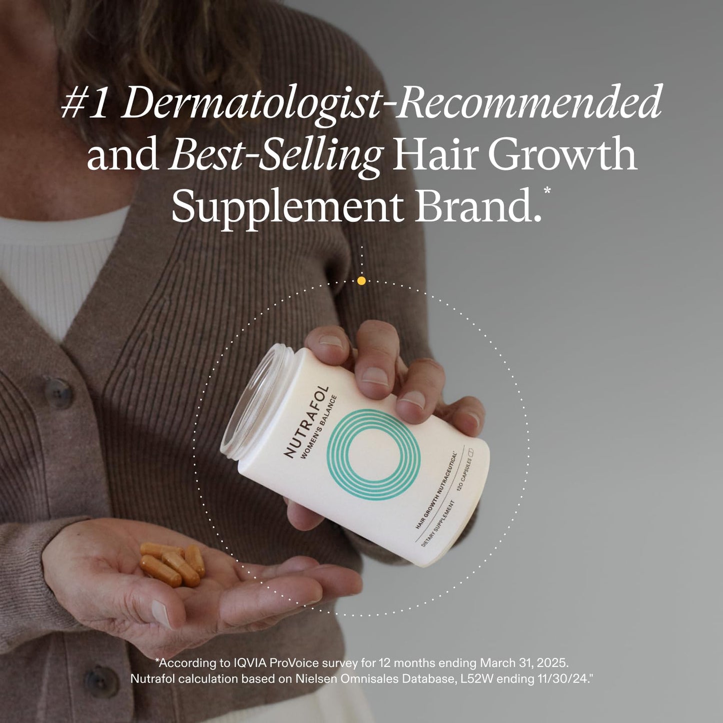 Nutrafol Women's Balance Hair Growth Supplements, Ages 45 and Up, Clinically Tested for Visibly Thicker Hair and Scalp Coverage, Dermatologist Recommended - 1 Month Supply