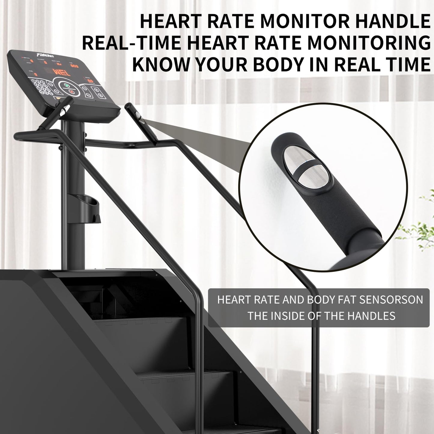 Stair Machine, Commercial Grade Stepmill Machine, Stair Stepper with LCD Screen, Cardio and Lower Body Workouts, 450LBS, 15-164 Steps/Minute, Black