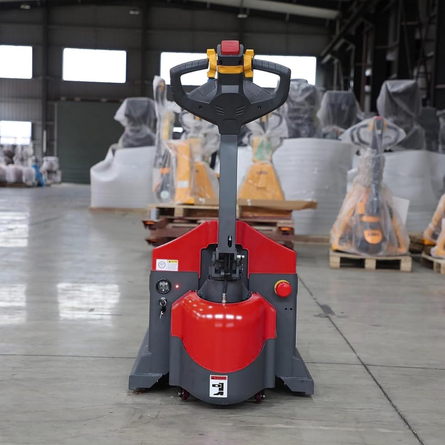 Tory Carrier Electric Pallet Jack - Truck Power Battery 3300lb Capacity 48x27 Forks Long Battery Life, New Version Handle Used in Warehousing and Handling-Red