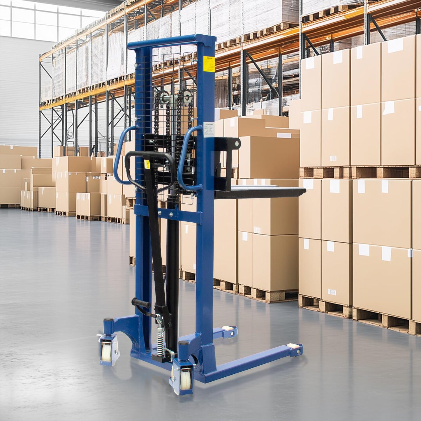 HPDMC 2200 LBS Capacity Professional Manual Hydraulic Stacker/Manual Pallet Truck Stacker, Warehouse Assistant/Stacker Lifting Height 63''