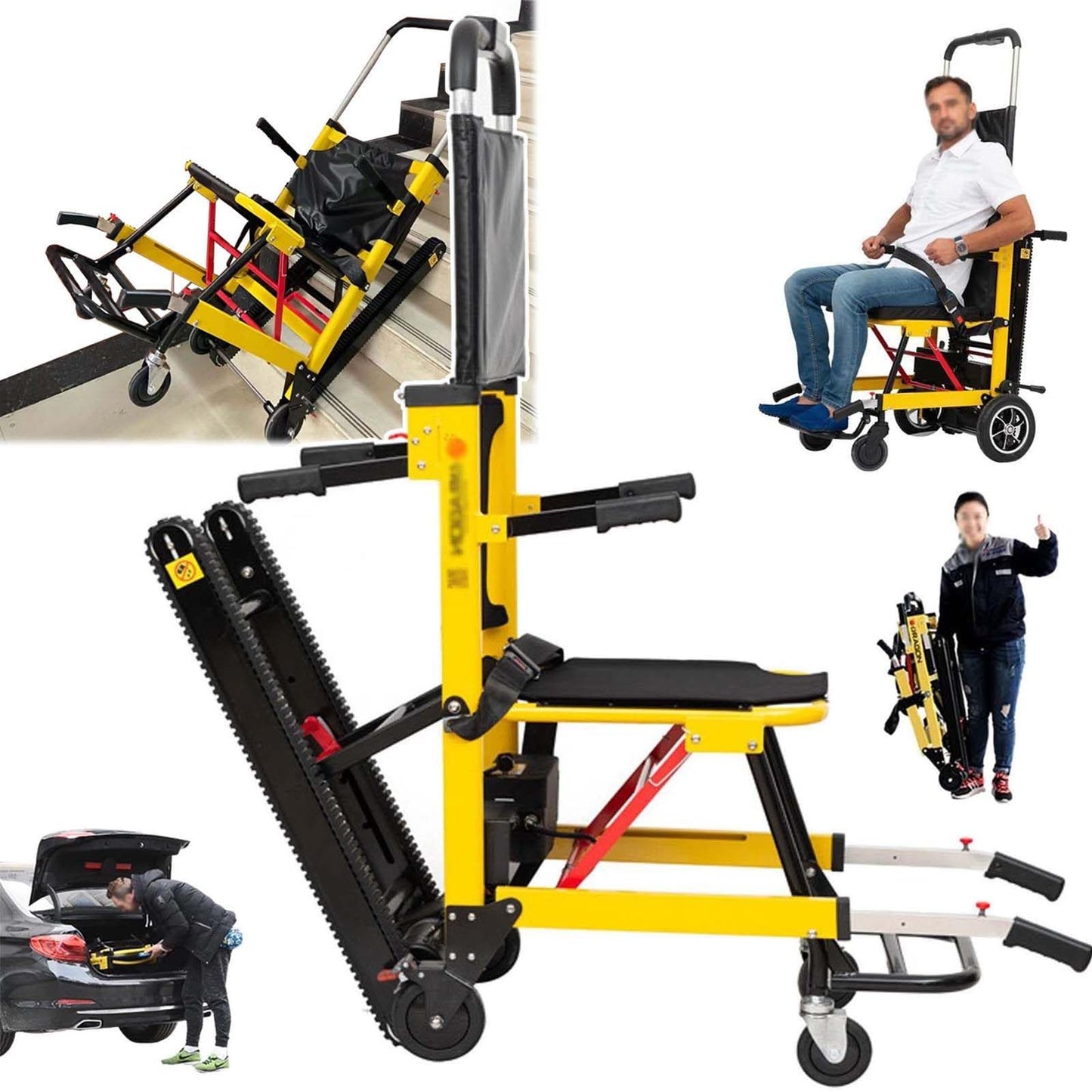 Electric Hand Truck Stair Climber,Transport Folding Stair Chair,Load Capacity (160kg/352lb), Removable Battery (24v/13ah),Folding Dolly with Rubber Tracks,Up and Down Stairs