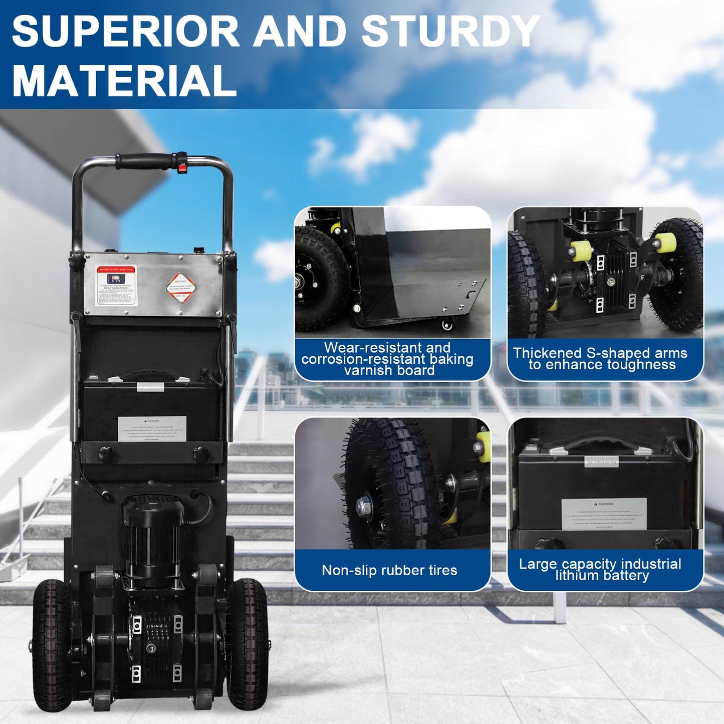 W-JIAJIEBTH Electric Stair Climbing Hand Trucks, 1200W Powered Electric Stair Climbing Hand Trucks Dolly Cart for Moving, 880lb Capacity Heavy Duty Stair Climber (Black), LJ4-A035