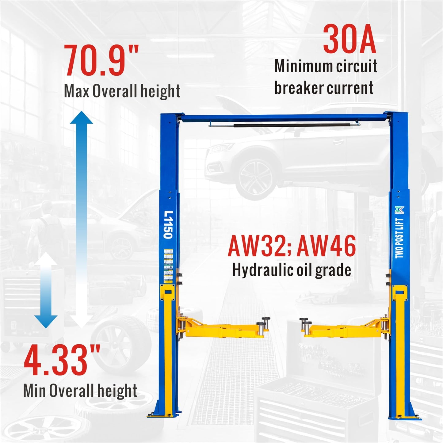 XK-L1150 Overhead Auto Lift Car Lift Capacity 11500 Lbs Truck Hoist with 36 Months Parts Replacement