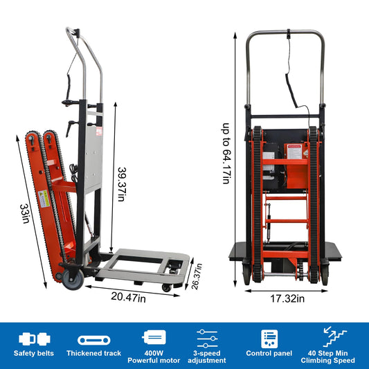 RXFSP Electric Stair Climbing Dolly, 400W Powered Electric Stair Climber Hand Truck Dolly Cart for Moving, 441lb Capacity Heavy Duty Stair Climbing Cart