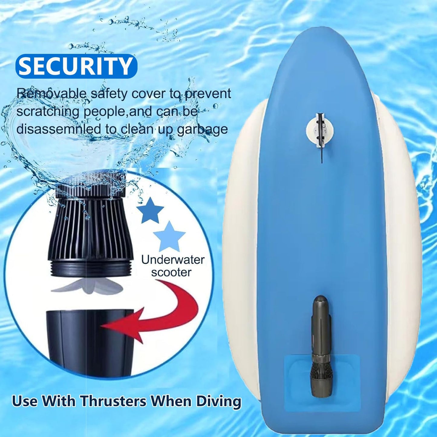 Electric Rush Wave Surf Boat Jet Ski with 500W/700W Underwater Propeller, with Diving Handle/Thruster Storage Bag, 9-speed Adjustment, Max Load Cap. 485 lbs, for Sea Diving & Water Sports 700WPRO16A