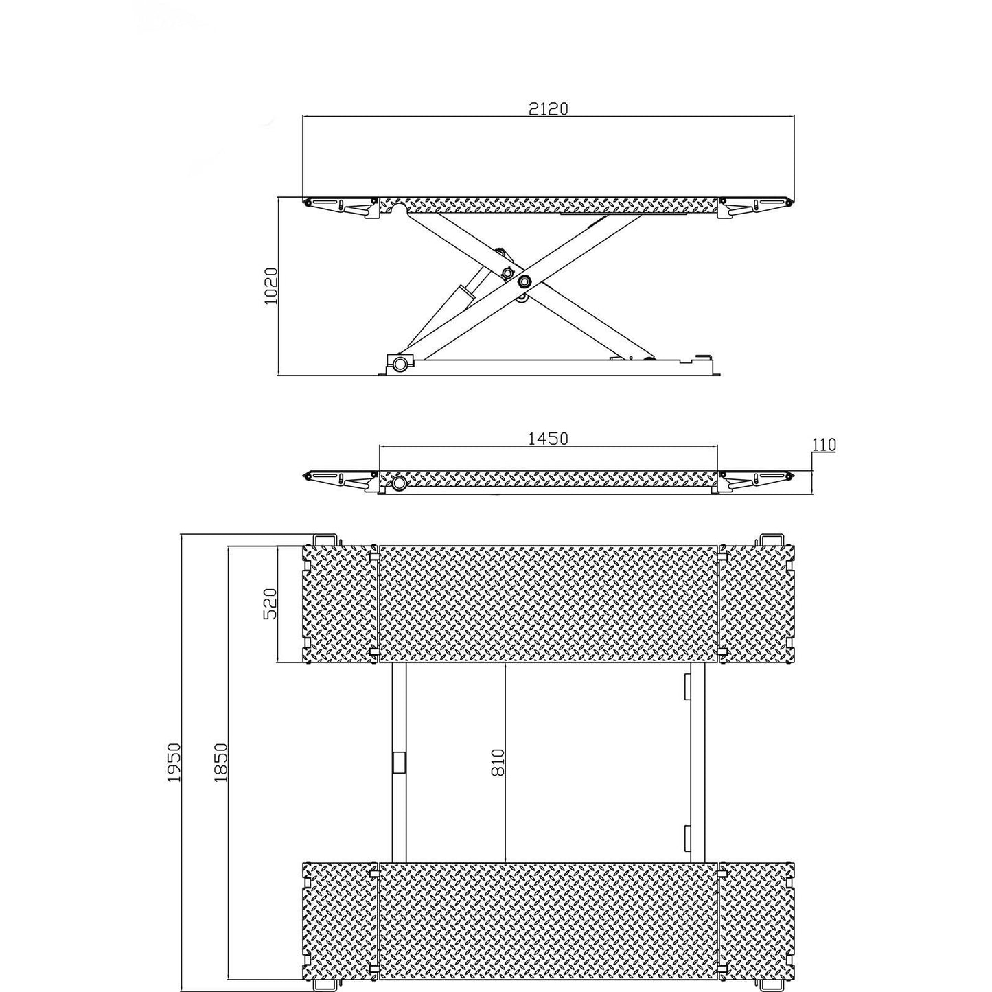 Motool Technology KT-X85 Mid Rise Scissor Lifts: 8000lbs Electric Release Auto Lift 110V/220V 1PH (KT-X85_220V)