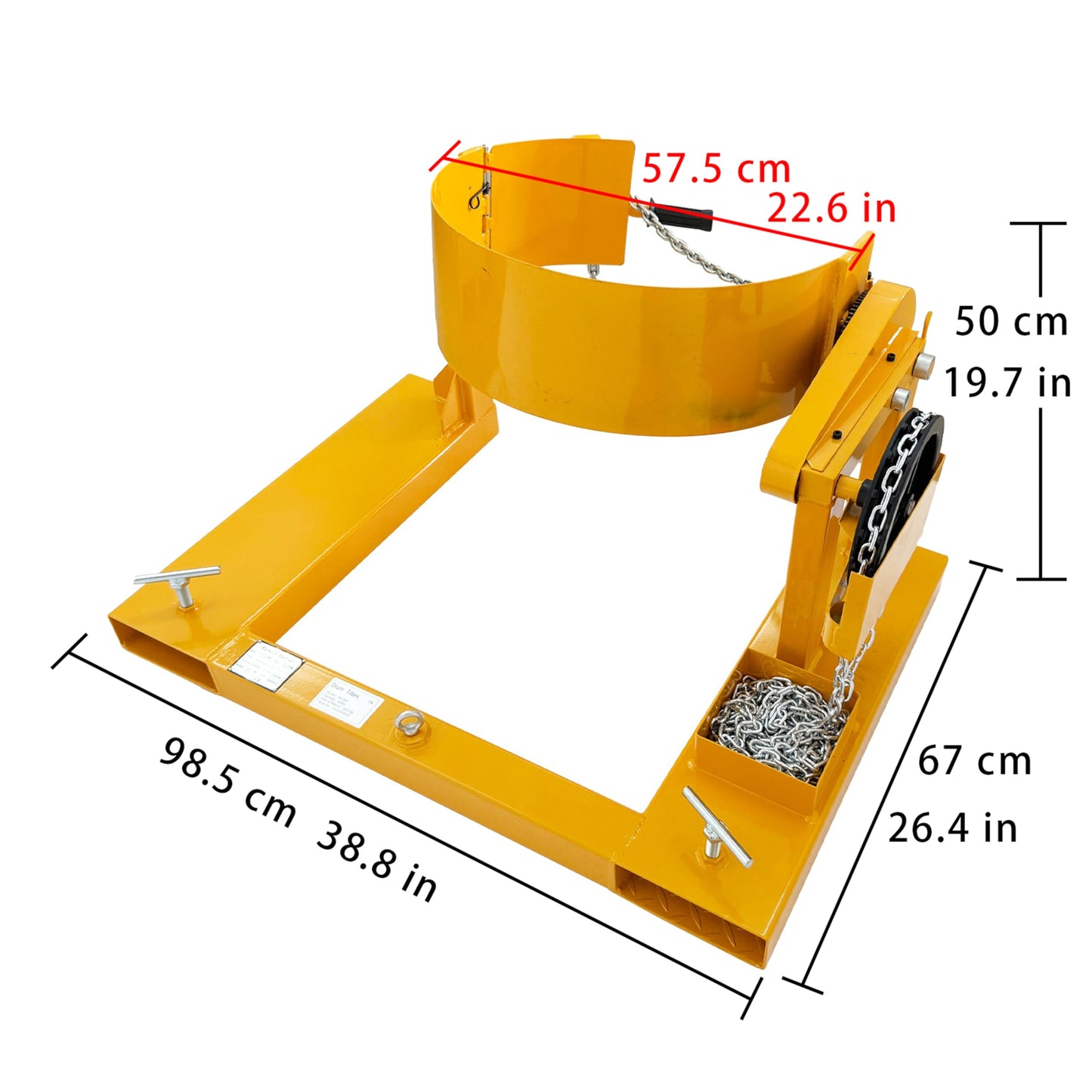 IntXanth Manual Forklift Drum Dumper Hoop Type Steel Drum Tilting Pouring Device 55 Gallon for Chemical Oil Industrial Use