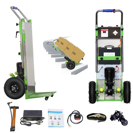 W-JIAJIEBTH 20Ah Electric Stair Climbing Hand Trucks Dolly Cart for Moving, 880lb Max Capacity Heavy Duty Stair Climber Furniture Dolly with Folding Handle & Solid Wheel