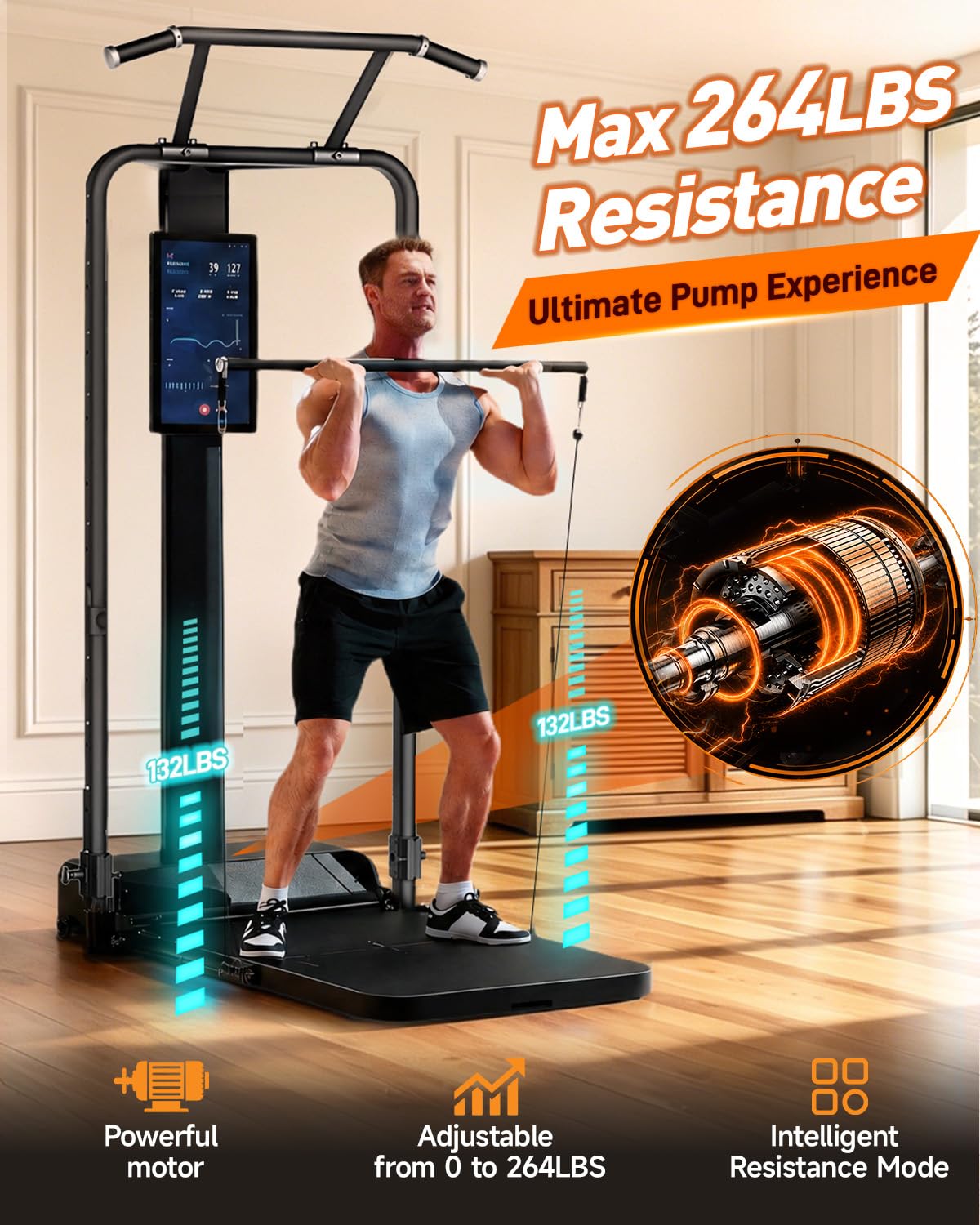 Motion Space Home Gym, All in One Smith Machine Digital Gym Equipment Multi-Functional Strength Equipment for Full Body Strength Training