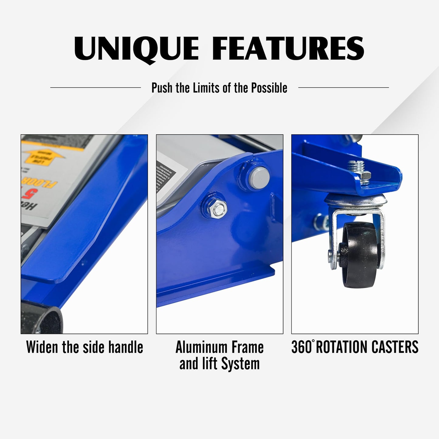 5 Ton Heavy Duty Hydraulic Floor Jack, Low Profile Steel Service Jack, Dual Piston Quick Lift, CE Certified