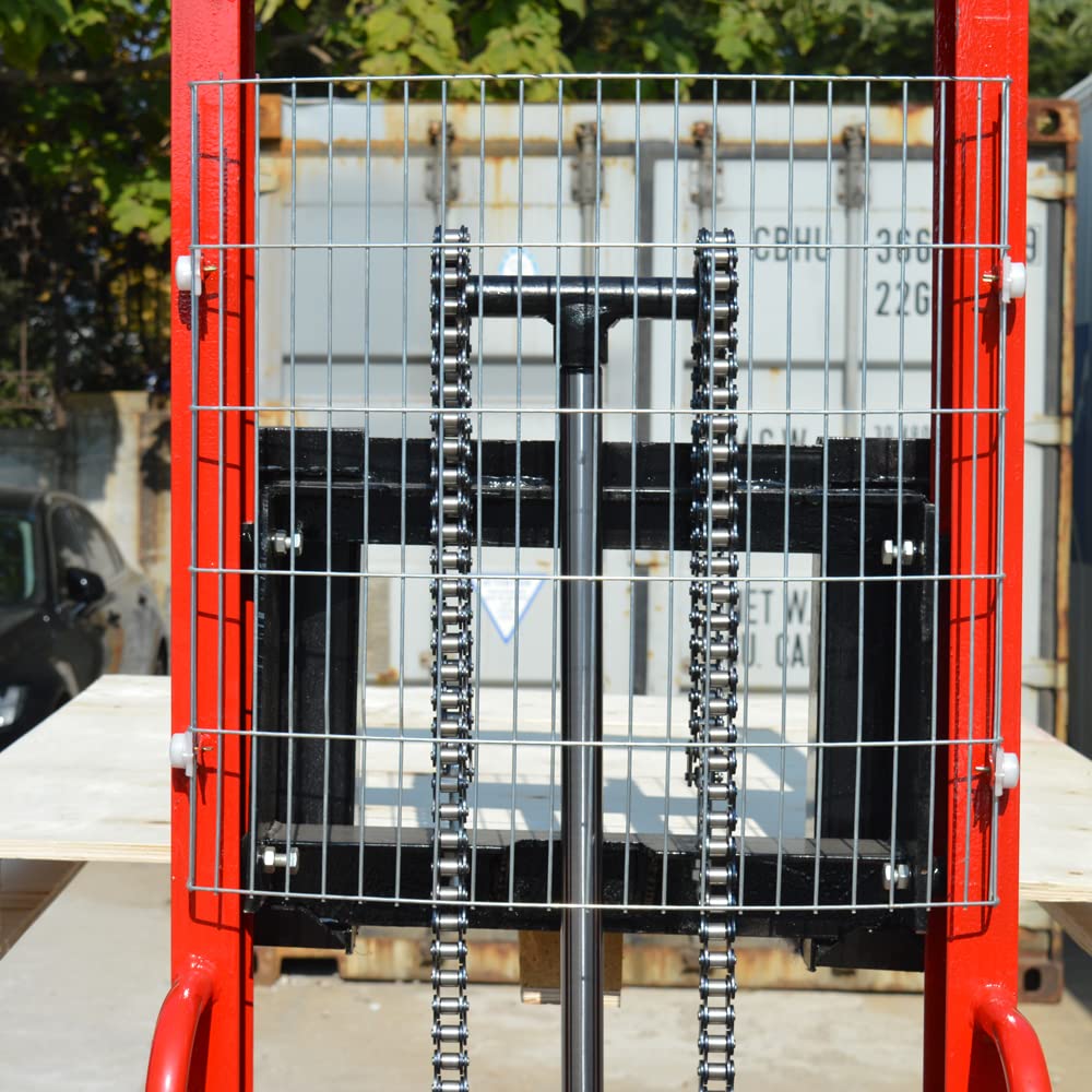 INTSUPERMAI Manual Pallet Stacker Hand Pallet Forklift 2200 lbs/1 Ton Capacity 63inch Lift Height Adjustable Forks Width Manual Hydraulic Pump Lift Truck Hand Pump Stacker