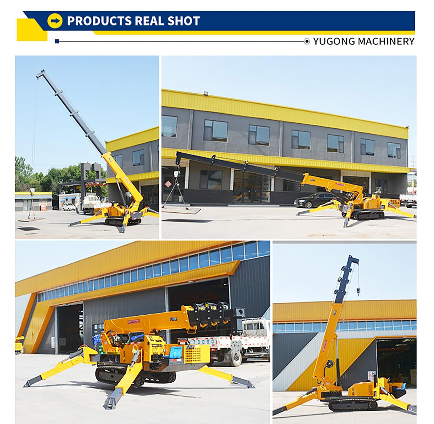 5 Ton Hydraulic Crawler Crane Telescopic Boom Tracked Chassis Outriggers Rotating Hoisting Equipment Remote-Controlled Heavy Duty Mobile Portable Items Handler Options with Lift Basket Glass Grapple