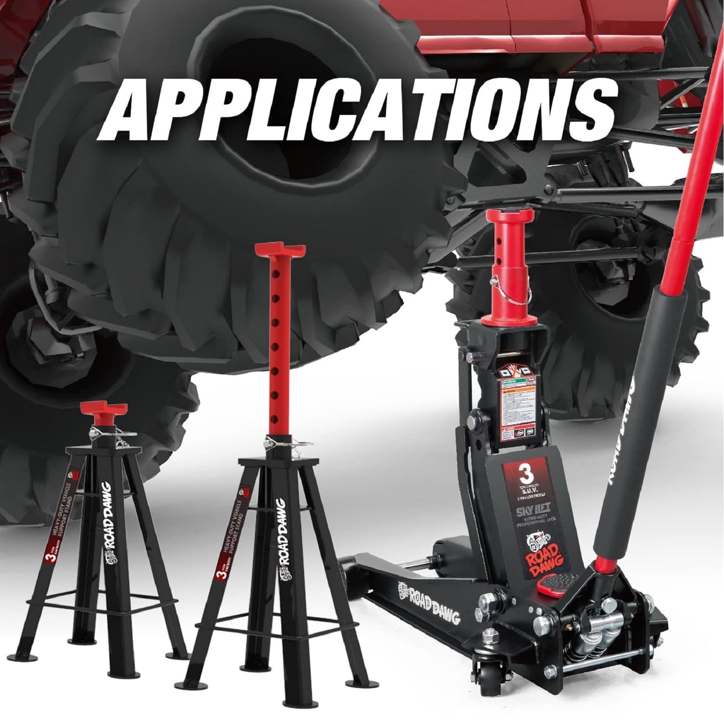 Road DAWG Hydraulic Low and High Profile Professional Grade Foldable Garage Service/Floor Jack with Quick Lift Pump, 3 Ton (6,600 lb) Capacity, Black